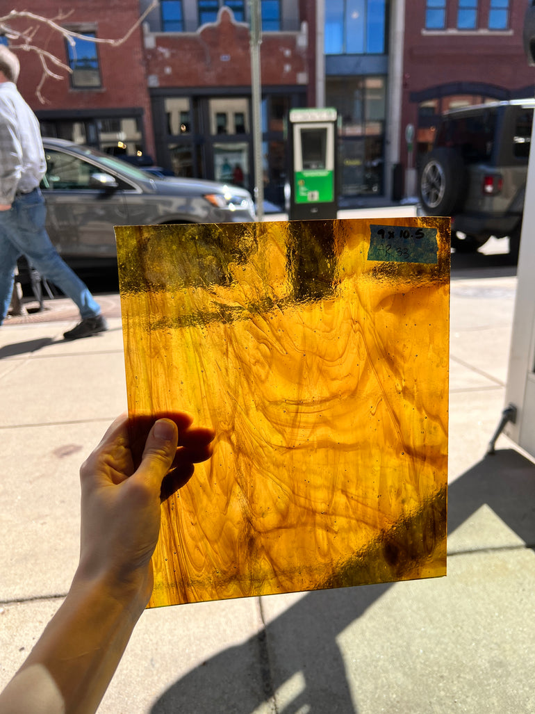 Armstrong Yellow Brown Transparent Mix Sheet Glass Colorado Glassworks   