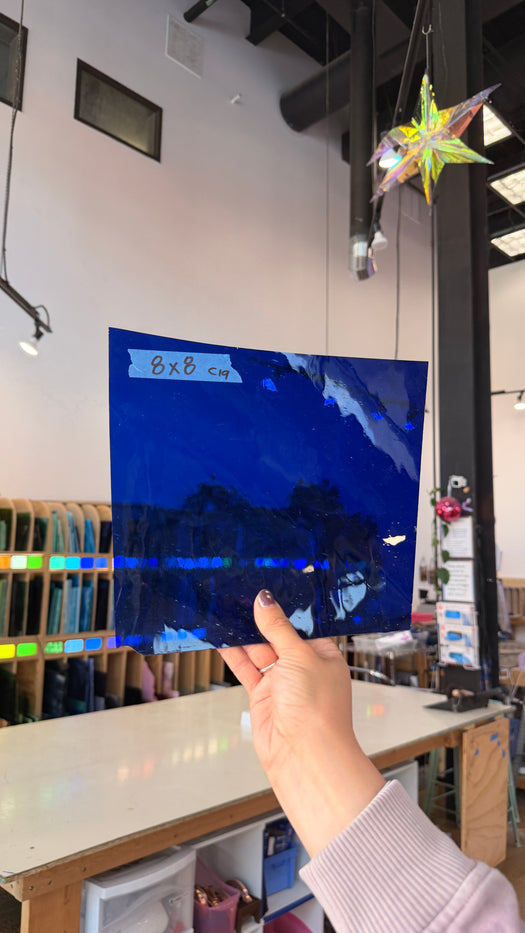 Blue Mouth Blown Antique Glass Sheet Glass Colorado Glassworks