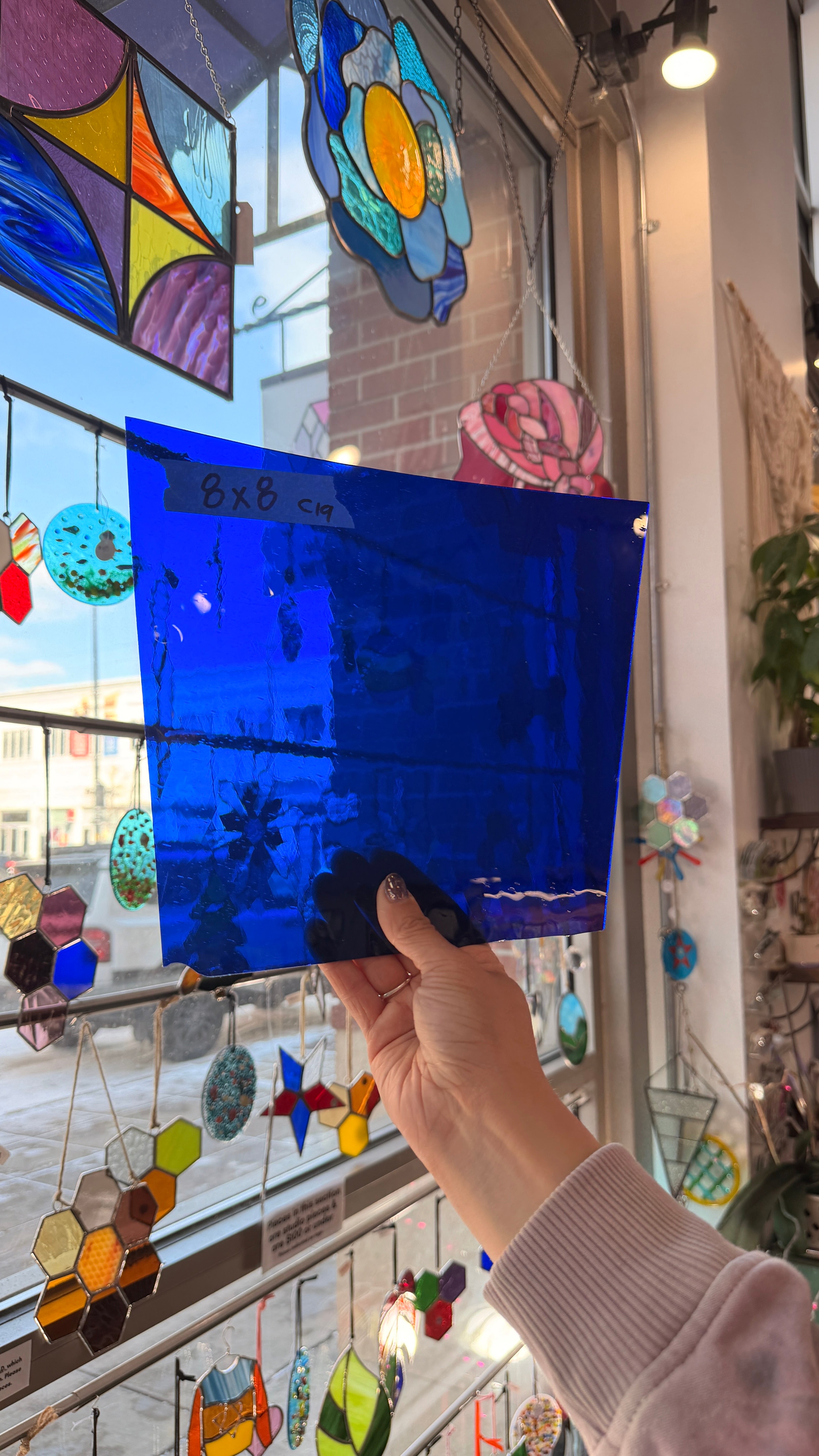 Blue Mouth Blown Antique Glass Sheet Glass Colorado Glassworks