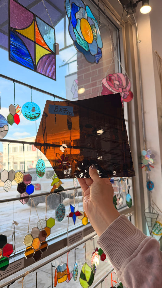 Dark Brown Mouth Blown Antique Sheet Glass Colorado Glass Works