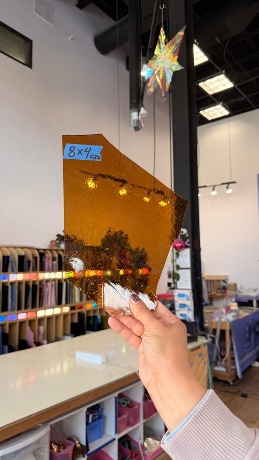 Medium Amber Transparent Antique Mouth Blown Sheet Glass Colorado Glassworks