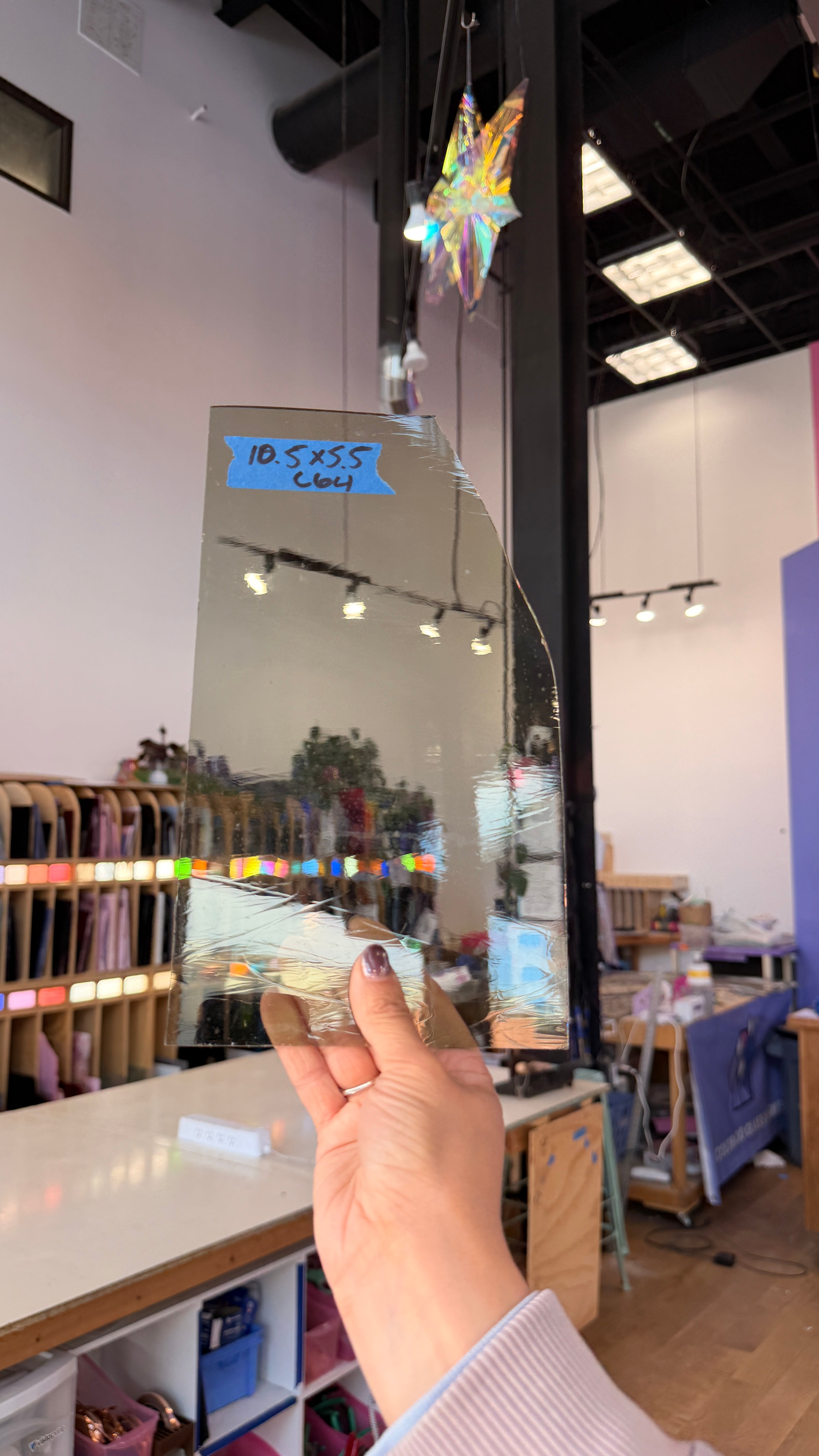 Transparent Light Gray Mouth Blown Antique Sheet Glass Colorado Glassworks