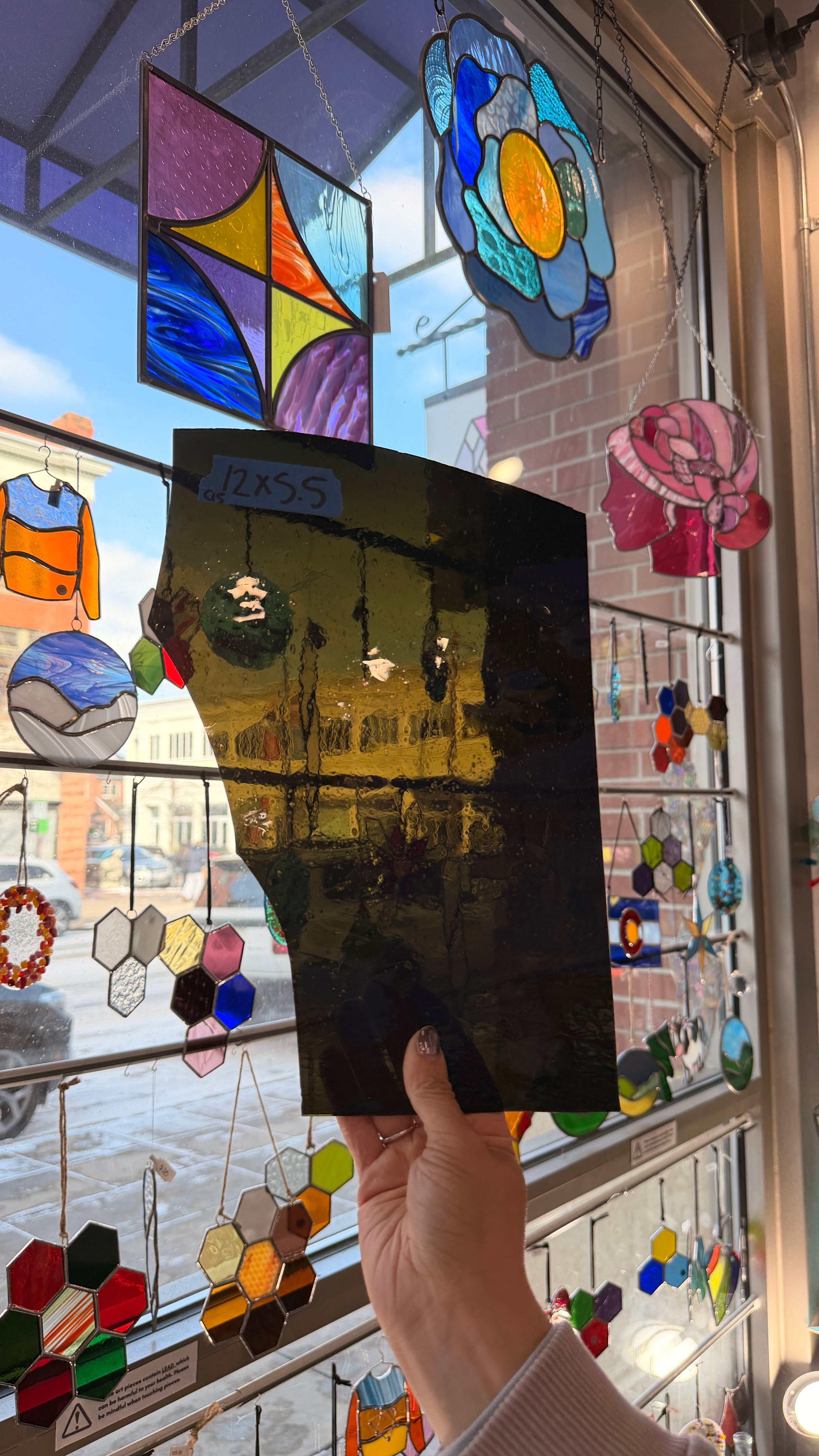 Dark Olive Mouth Blown Glass Sheet Glass Colorado Glassworks