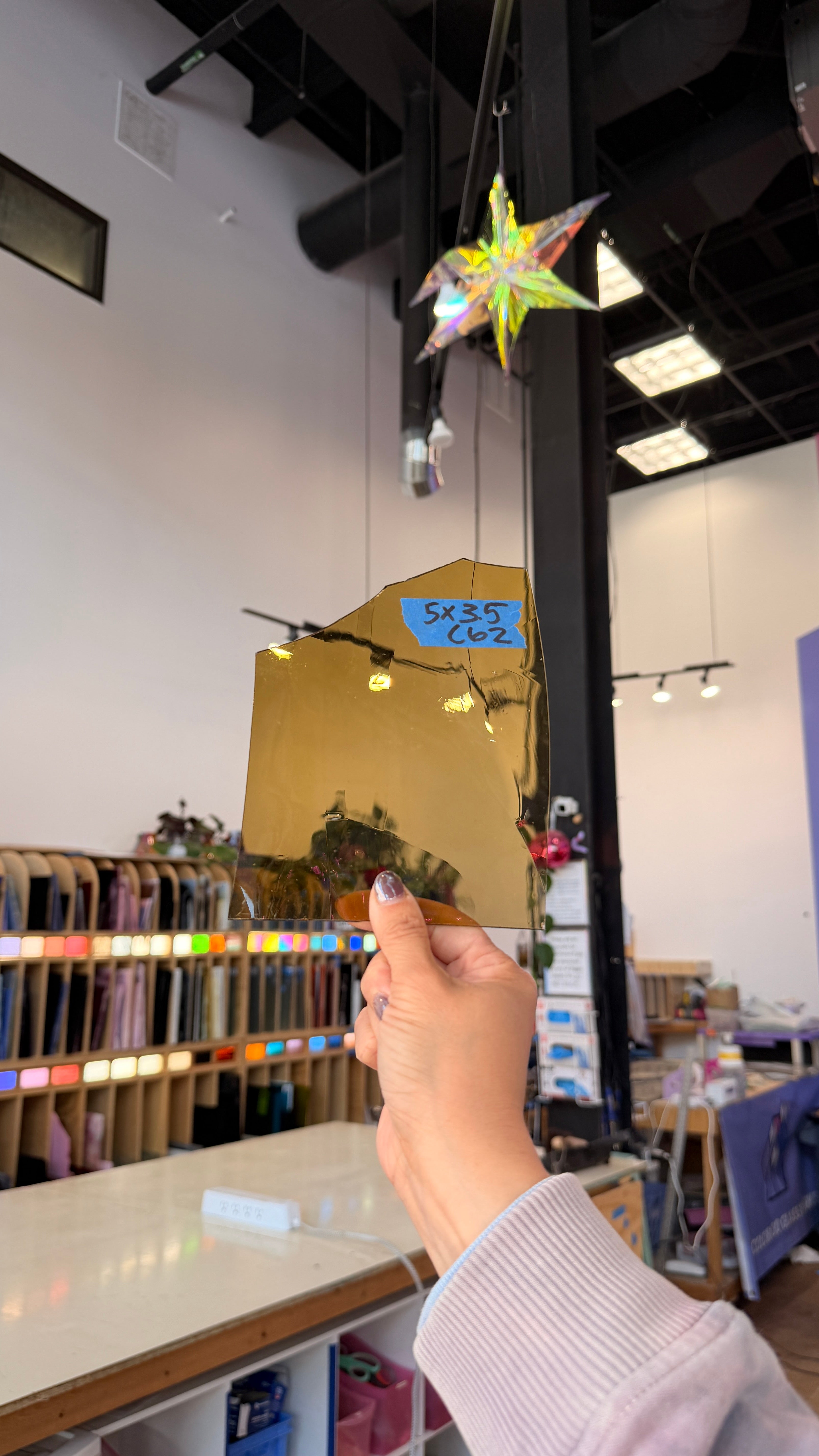 Light Amber Transparent Antique Mouth Blown Sheet Glass Colorado Glassworks