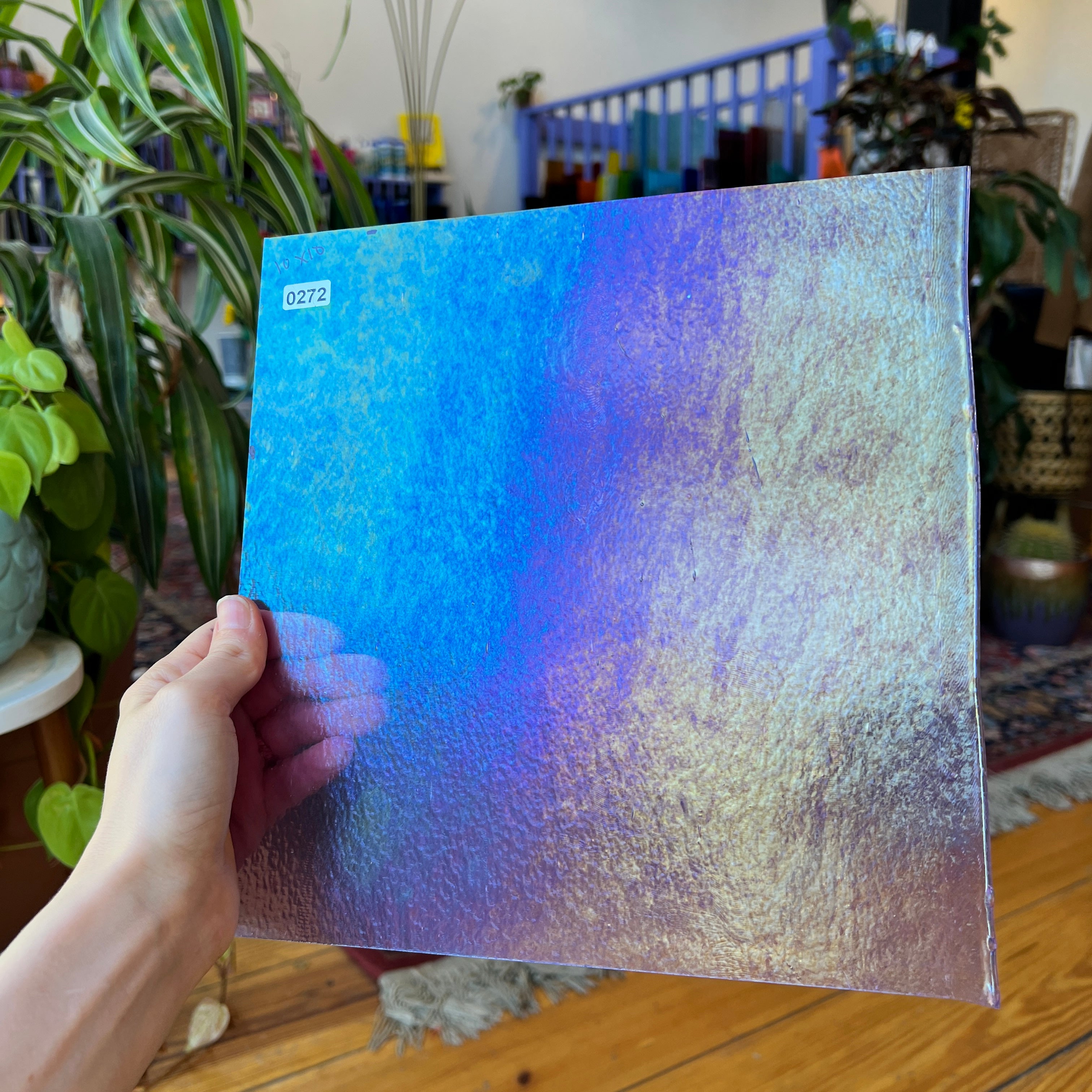 Iridescent Light Purple Bullseye Transparent Neolavender Fusible Sheet Glass Colorado Glassworks