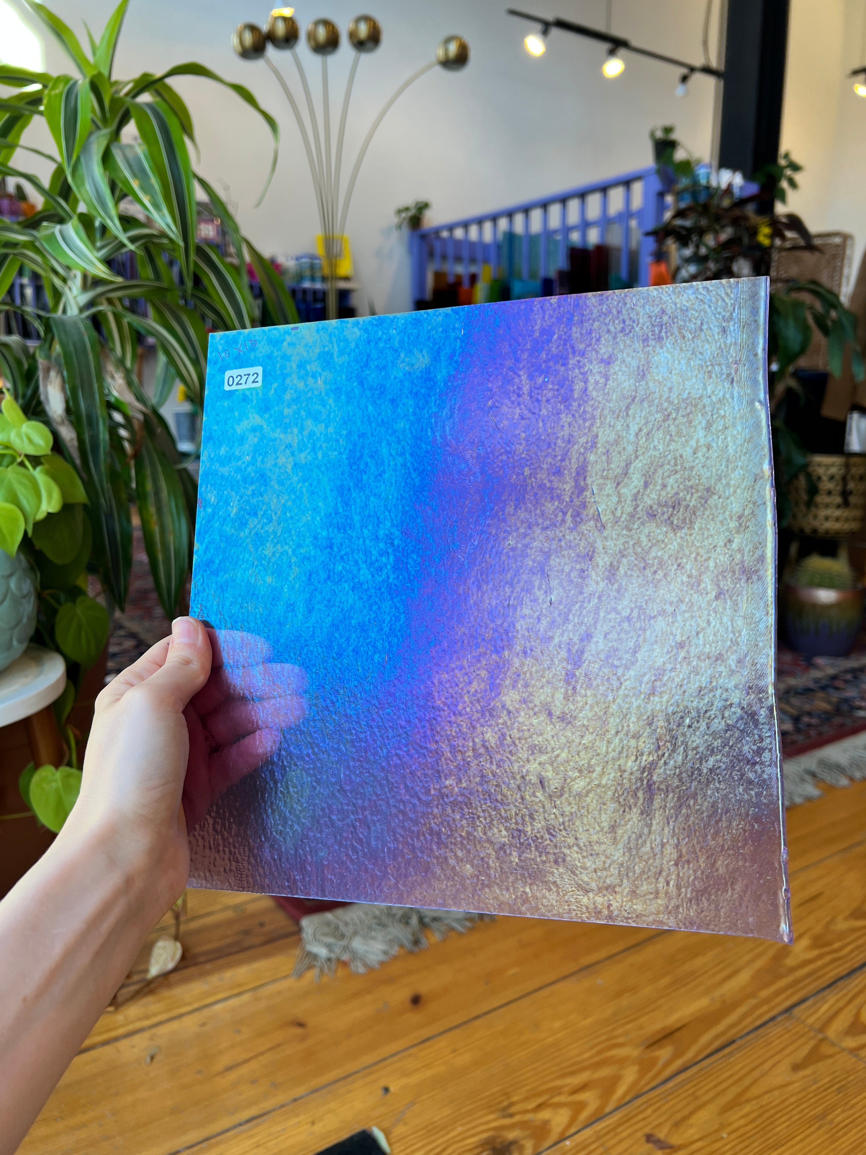 Iridescent Light Purple Bullseye Transparent Neolavender Fusible Sheet Glass Colorado Glassworks