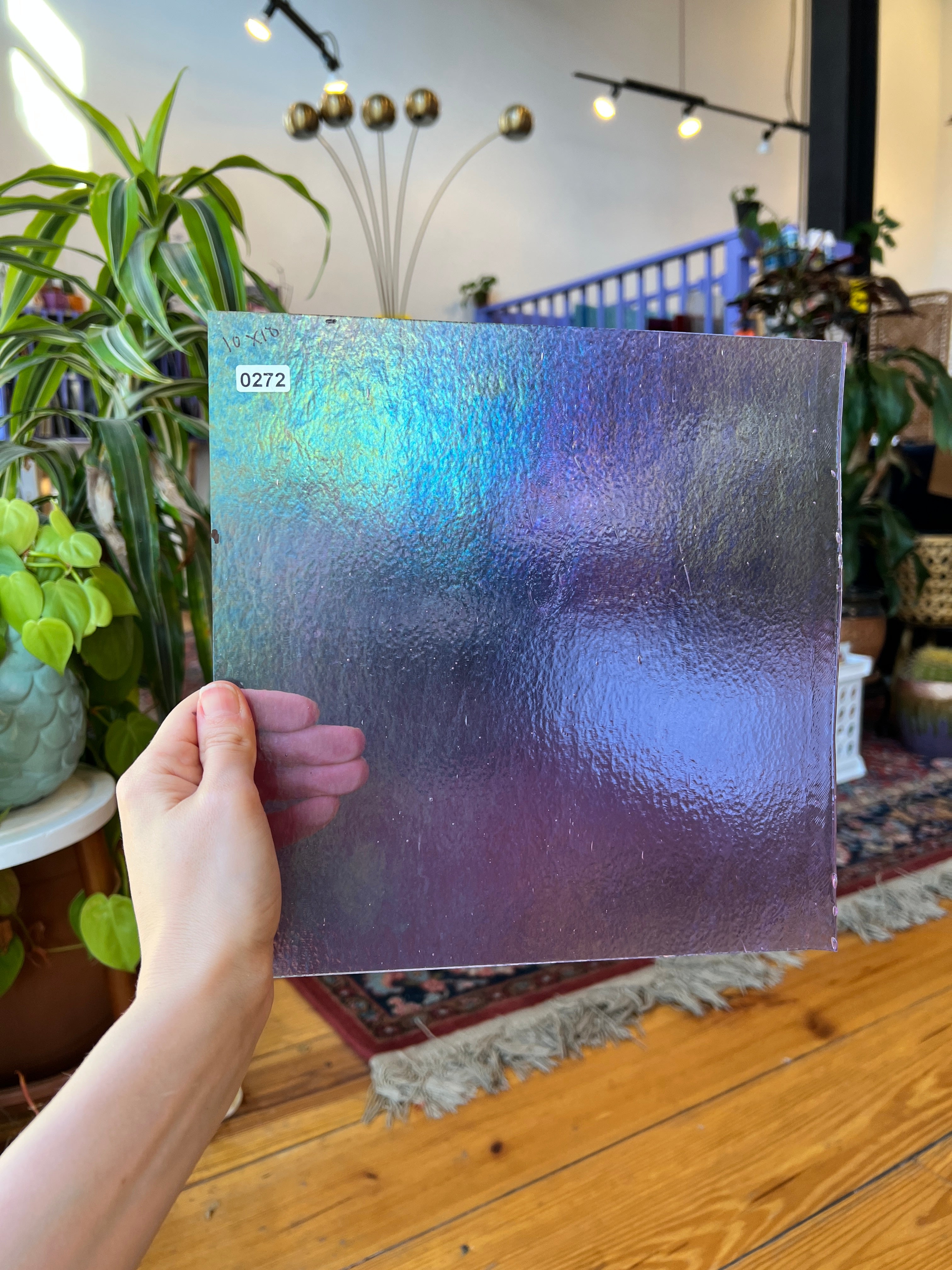 Iridescent Light Purple Bullseye Transparent Neolavender Fusible Sheet Glass Colorado Glassworks   