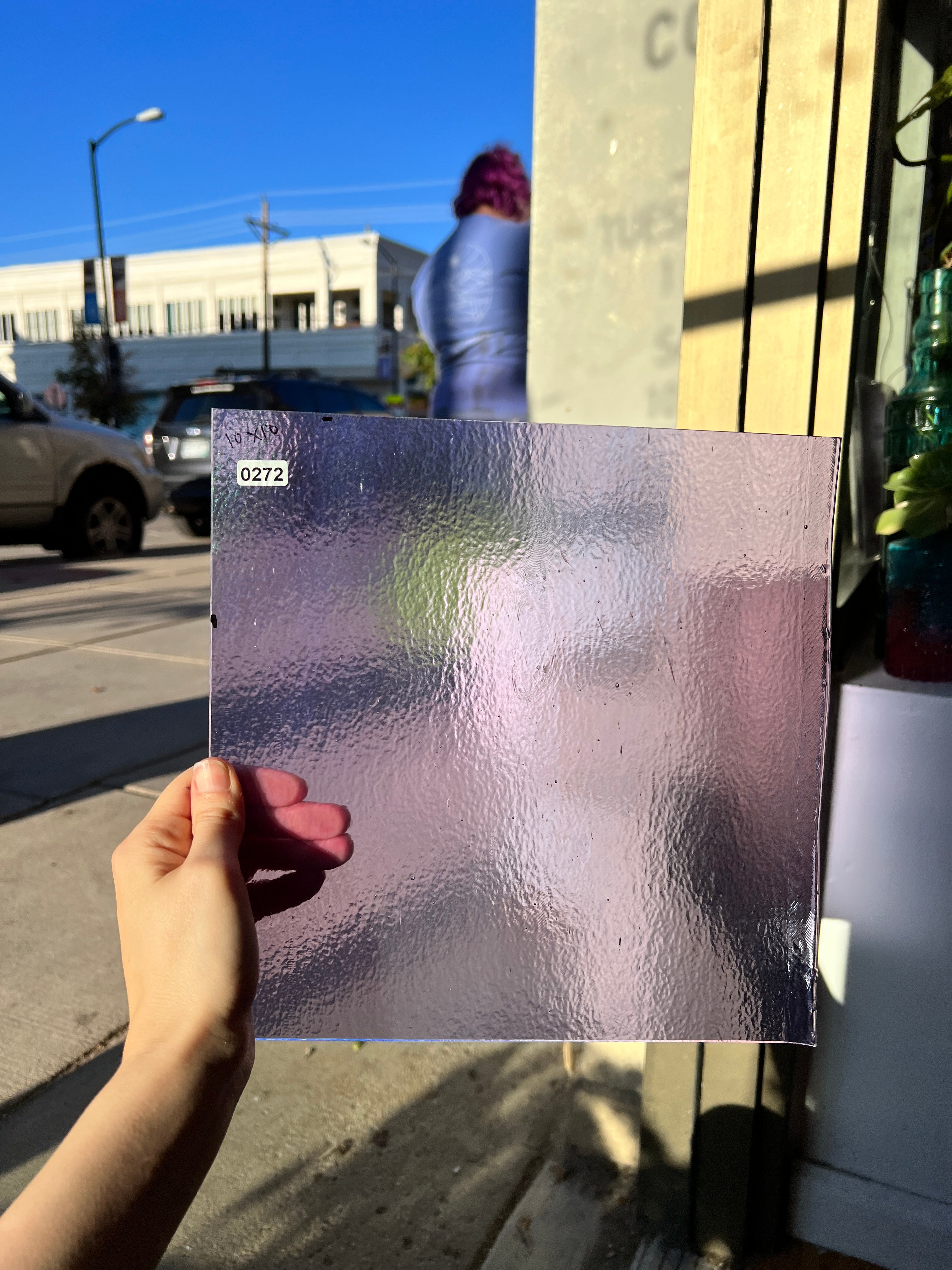 Iridescent Light Purple Bullseye Transparent Neolavender Fusible Sheet Glass Colorado Glassworks   