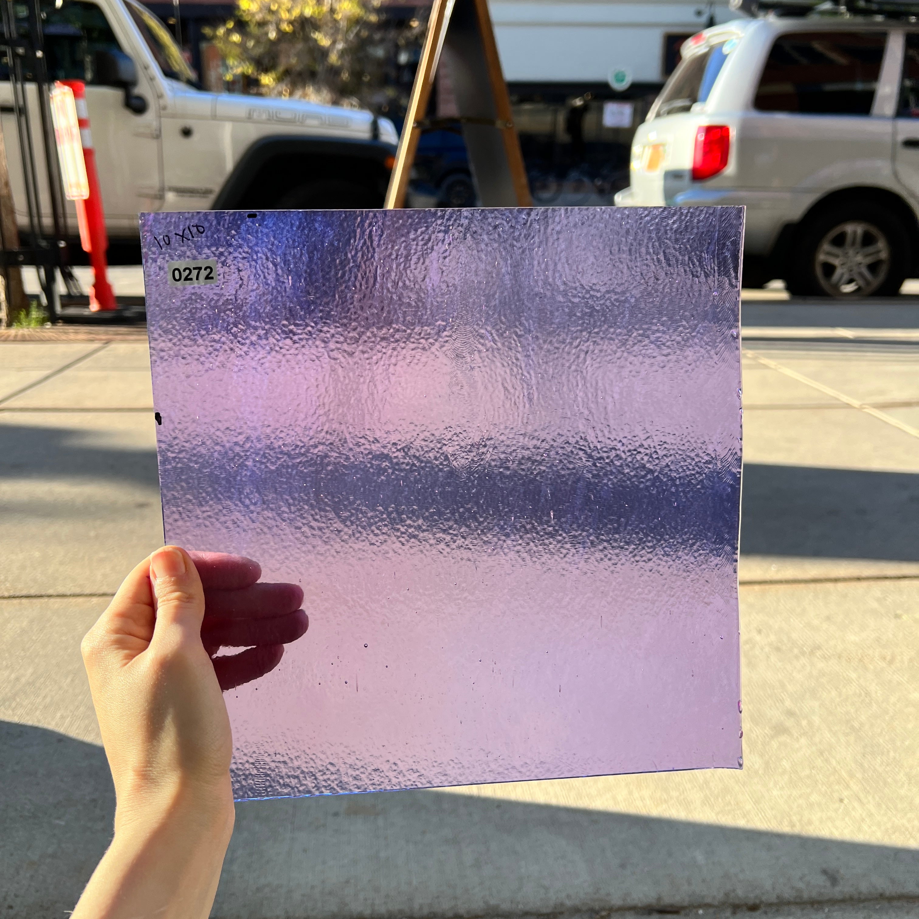 Iridescent Light Purple Bullseye Transparent Neolavender Fusible Sheet Glass Colorado Glassworks   