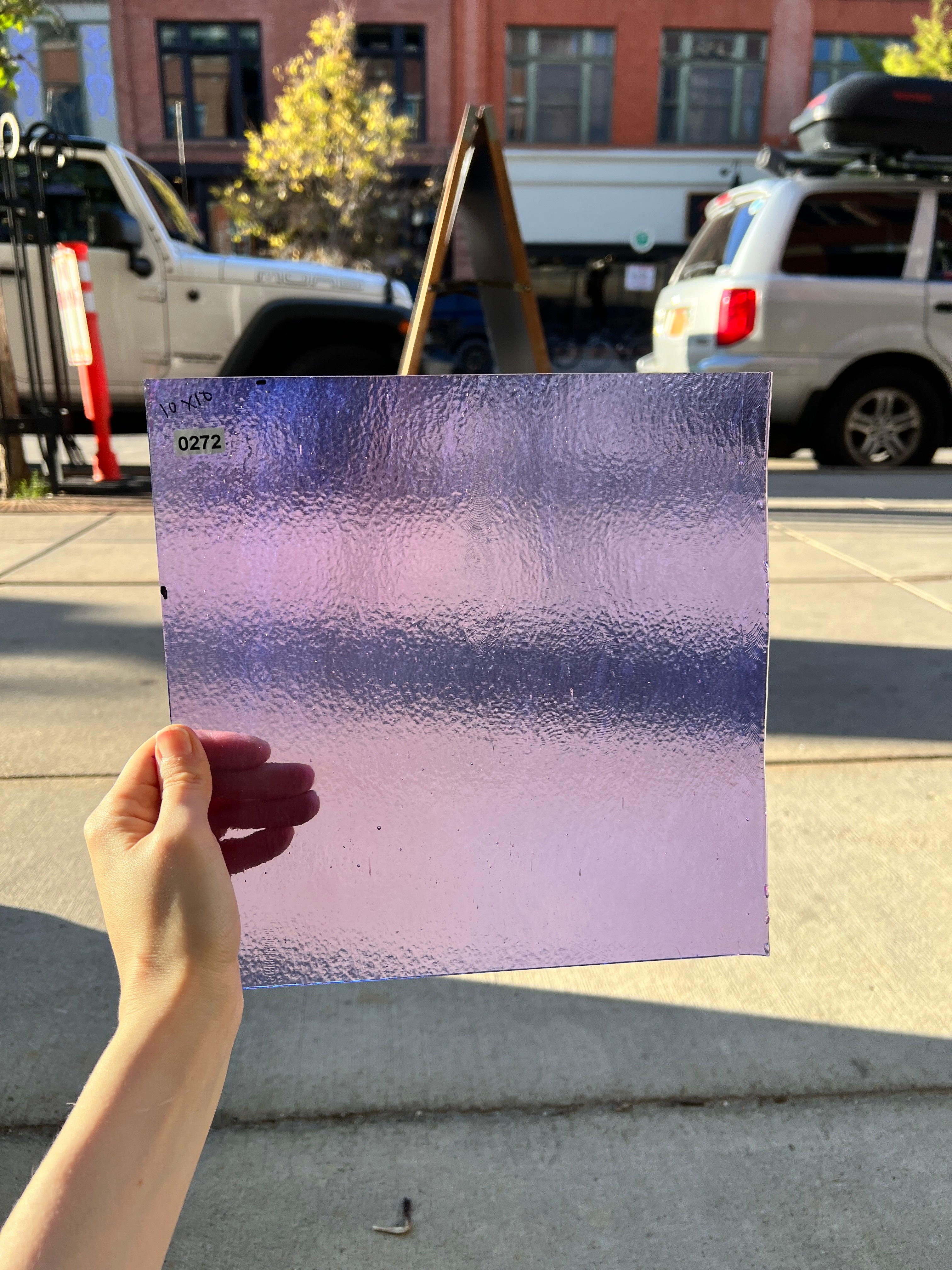 Iridescent Light Purple Bullseye Transparent Neolavender Fusible Sheet Glass Colorado Glassworks   