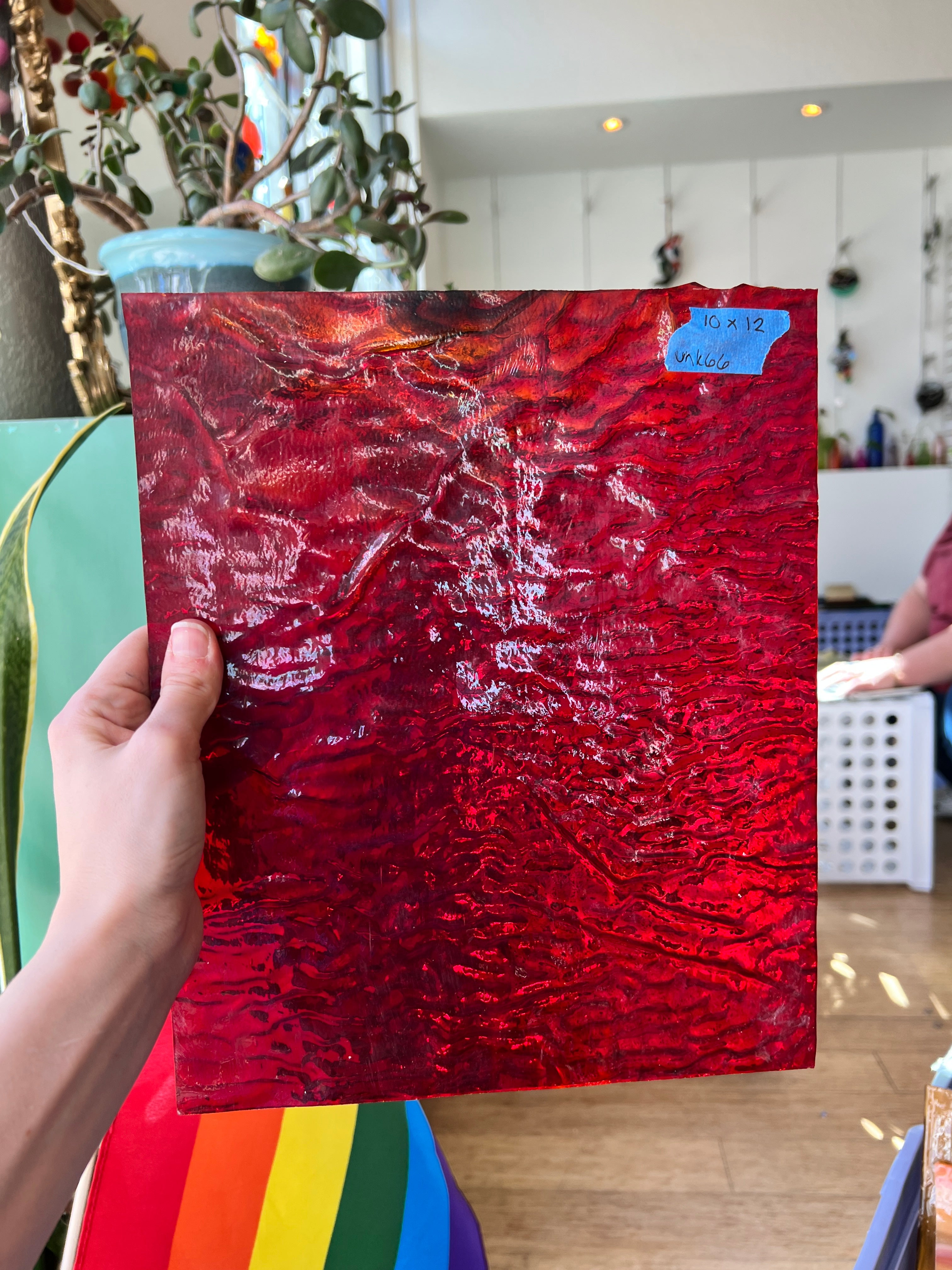 Bright Red Vintage Texture Transparent Sheet Glass Colorado Glassworks   