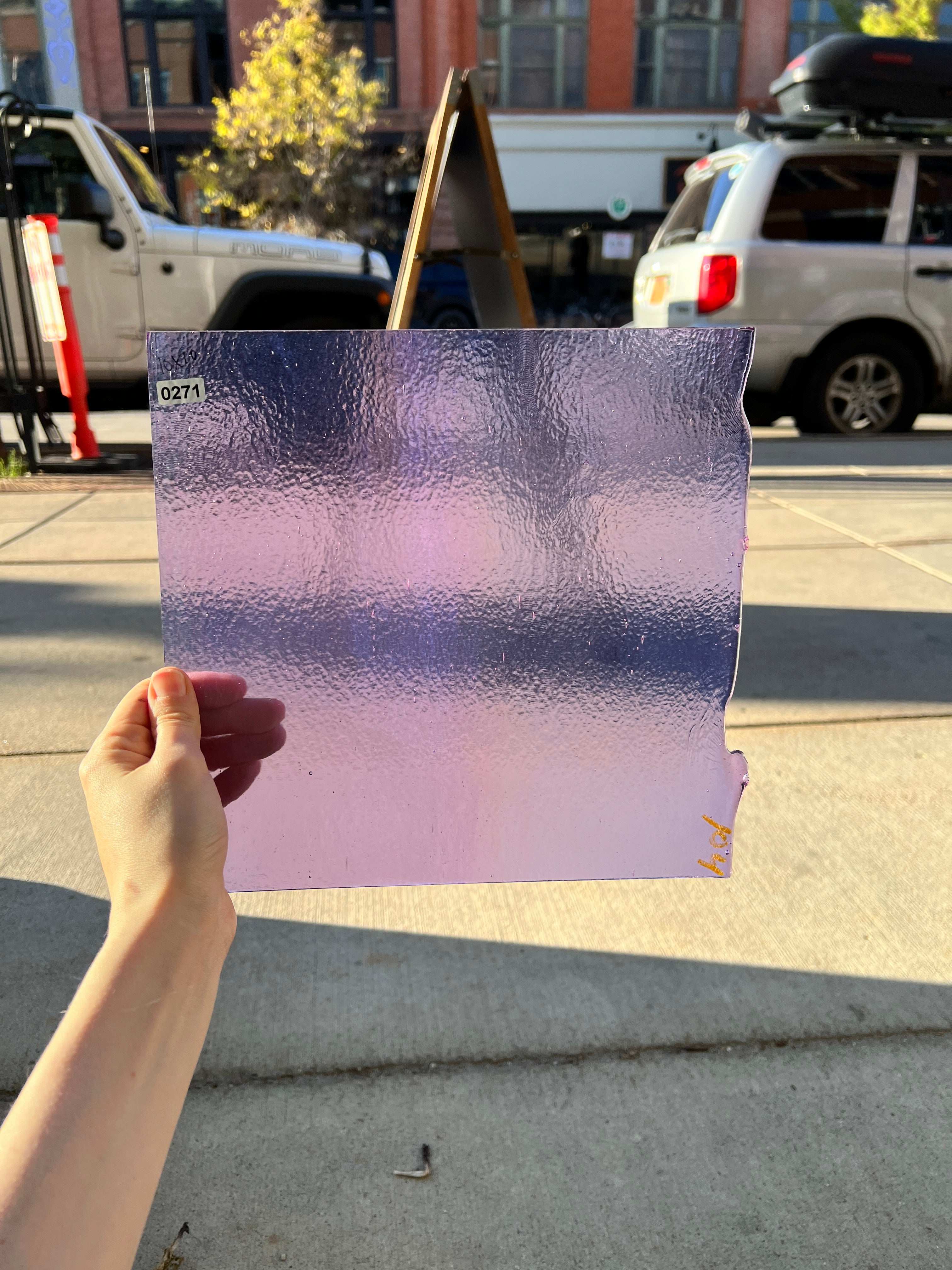 Iridescent Light Purple Bullseye Transparent Neolavender Fusible Sheet Glass Colorado Glassworks   