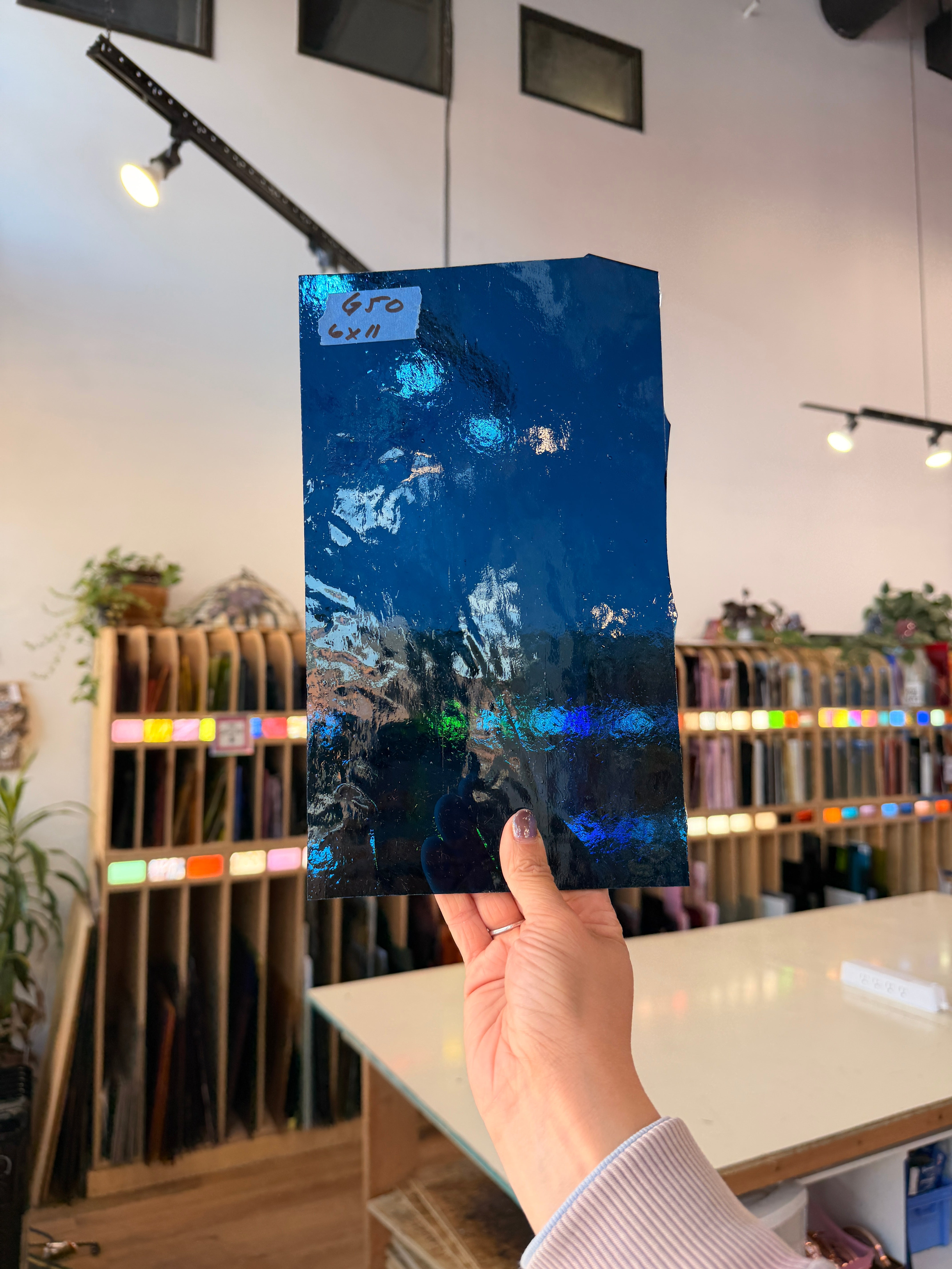 Blue Vintage Transparent Sheet Glass Colorado Glassworks