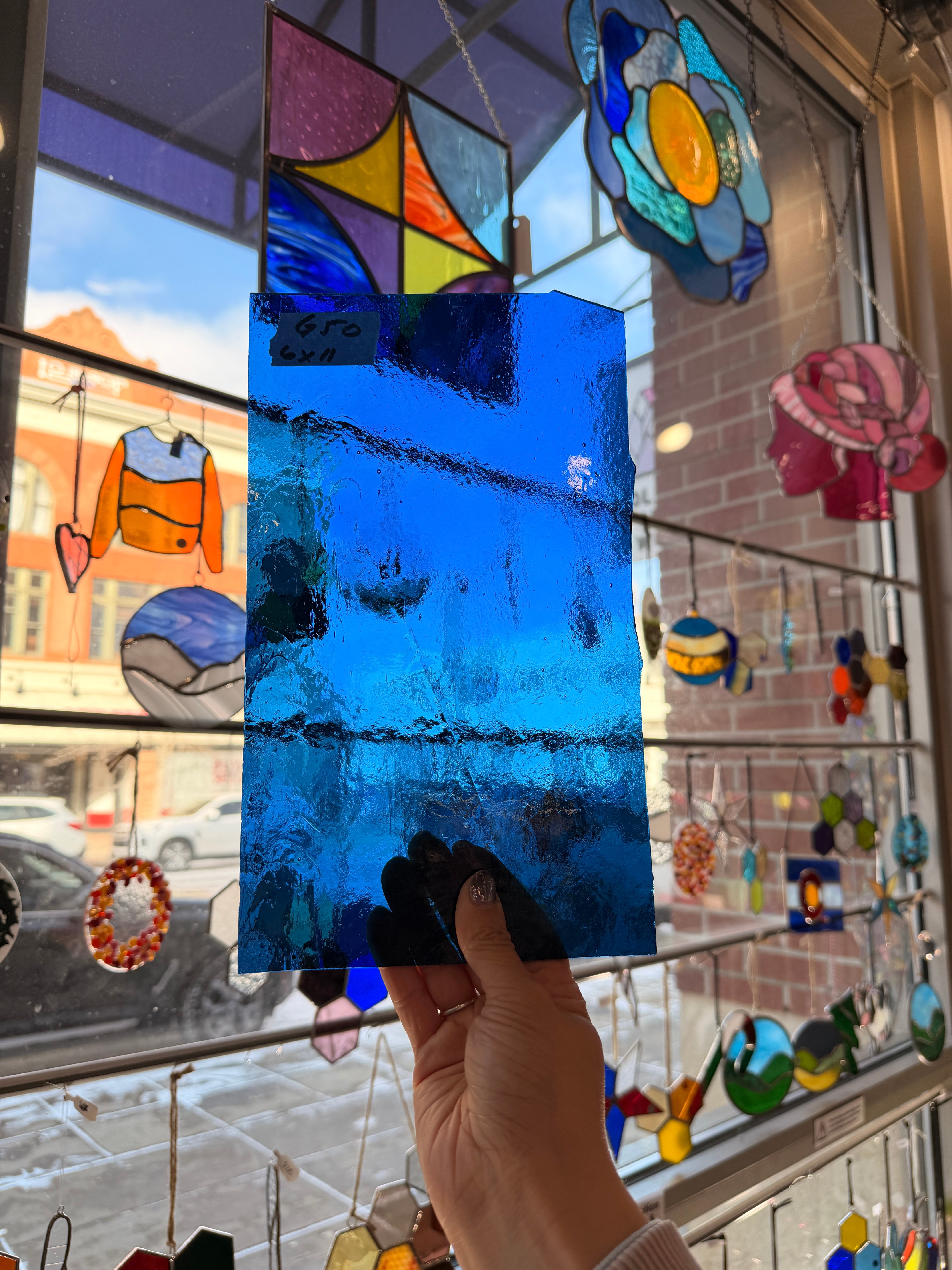Blue Vintage Transparent Sheet Glass Colorado Glassworks
