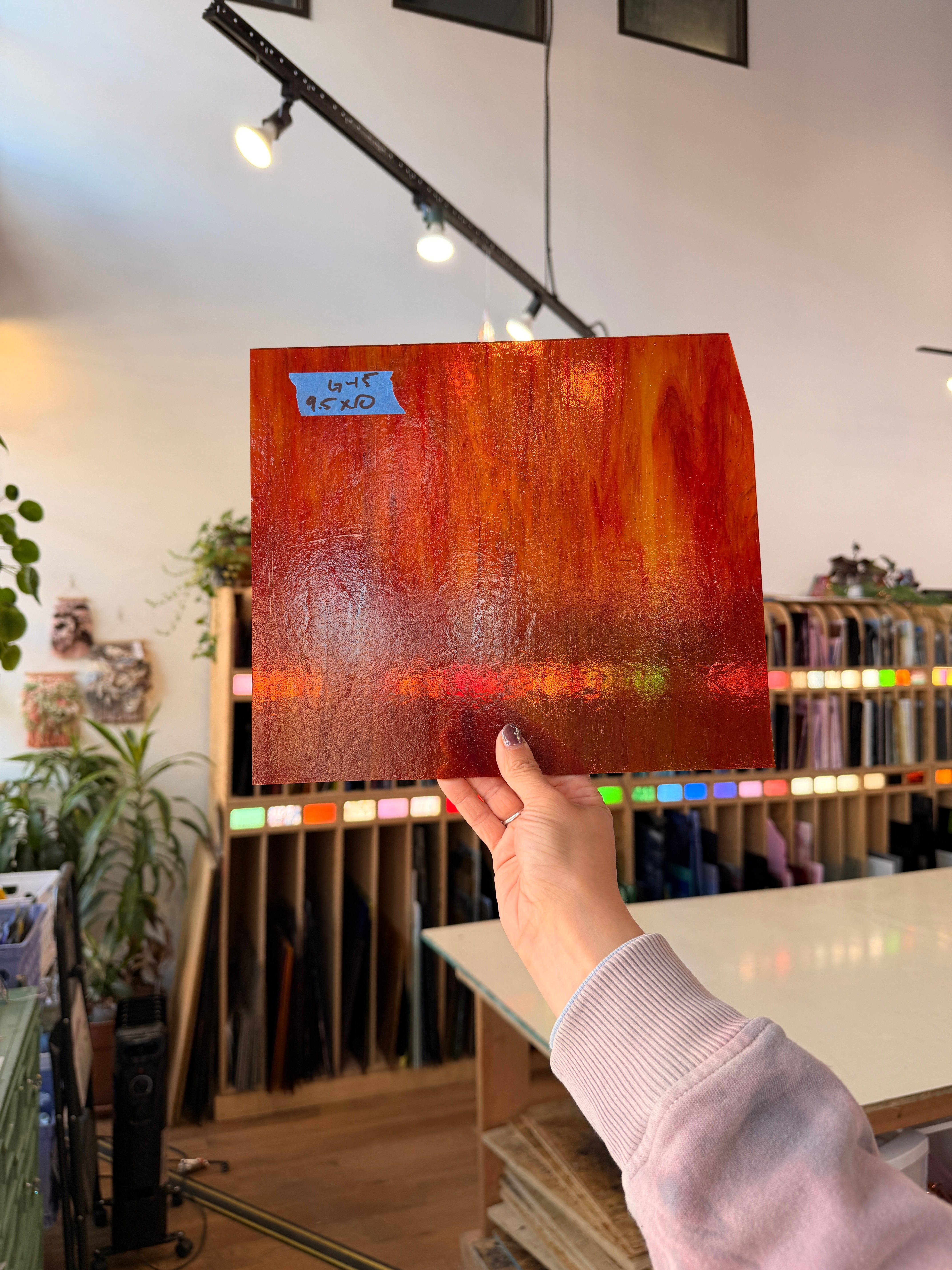 Red Orange Wispy Kokomo Sheet Glass Colorado Glassworks