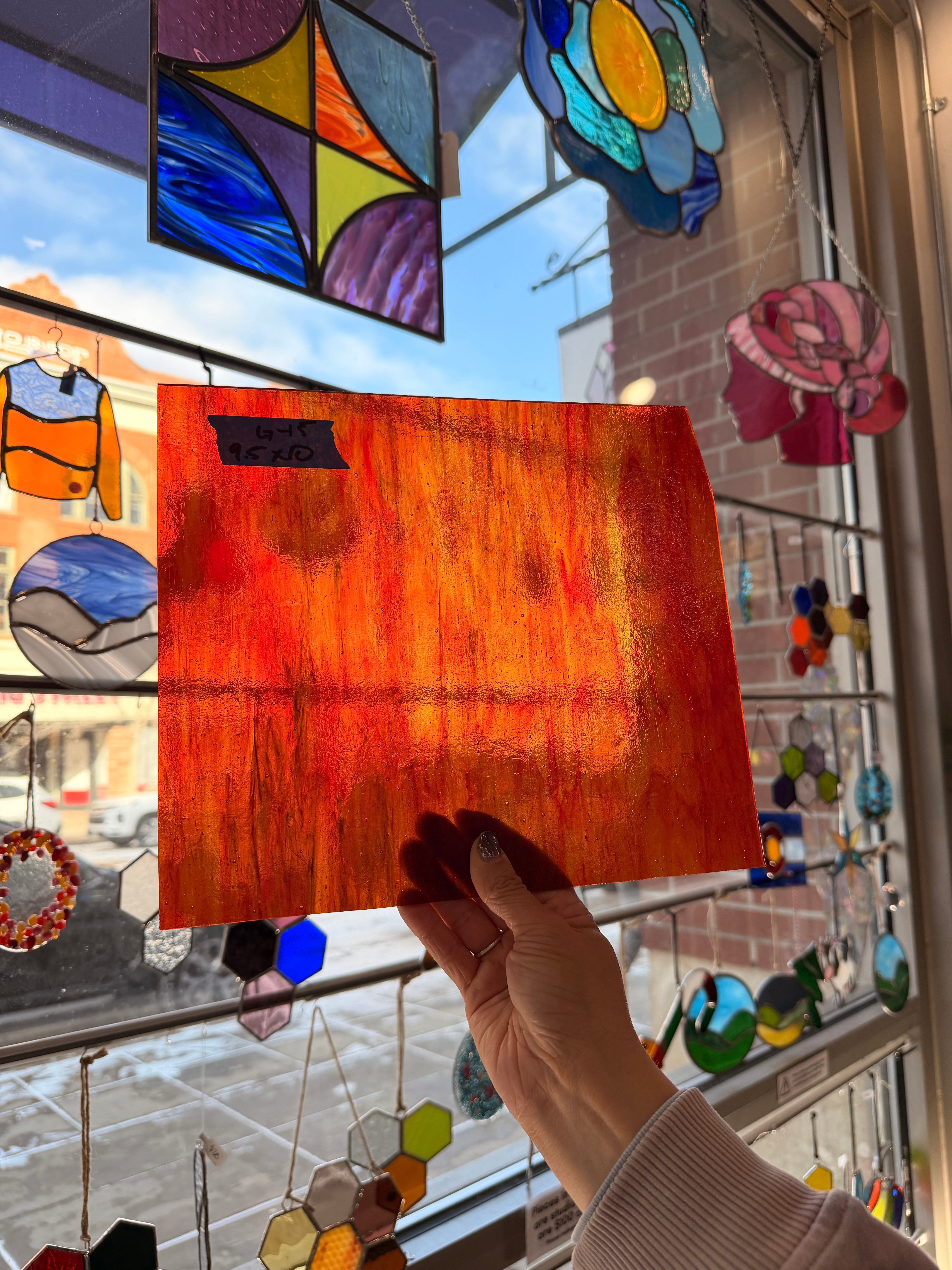 Red Orange Wispy Kokomo Sheet Glass Colorado Glassworks