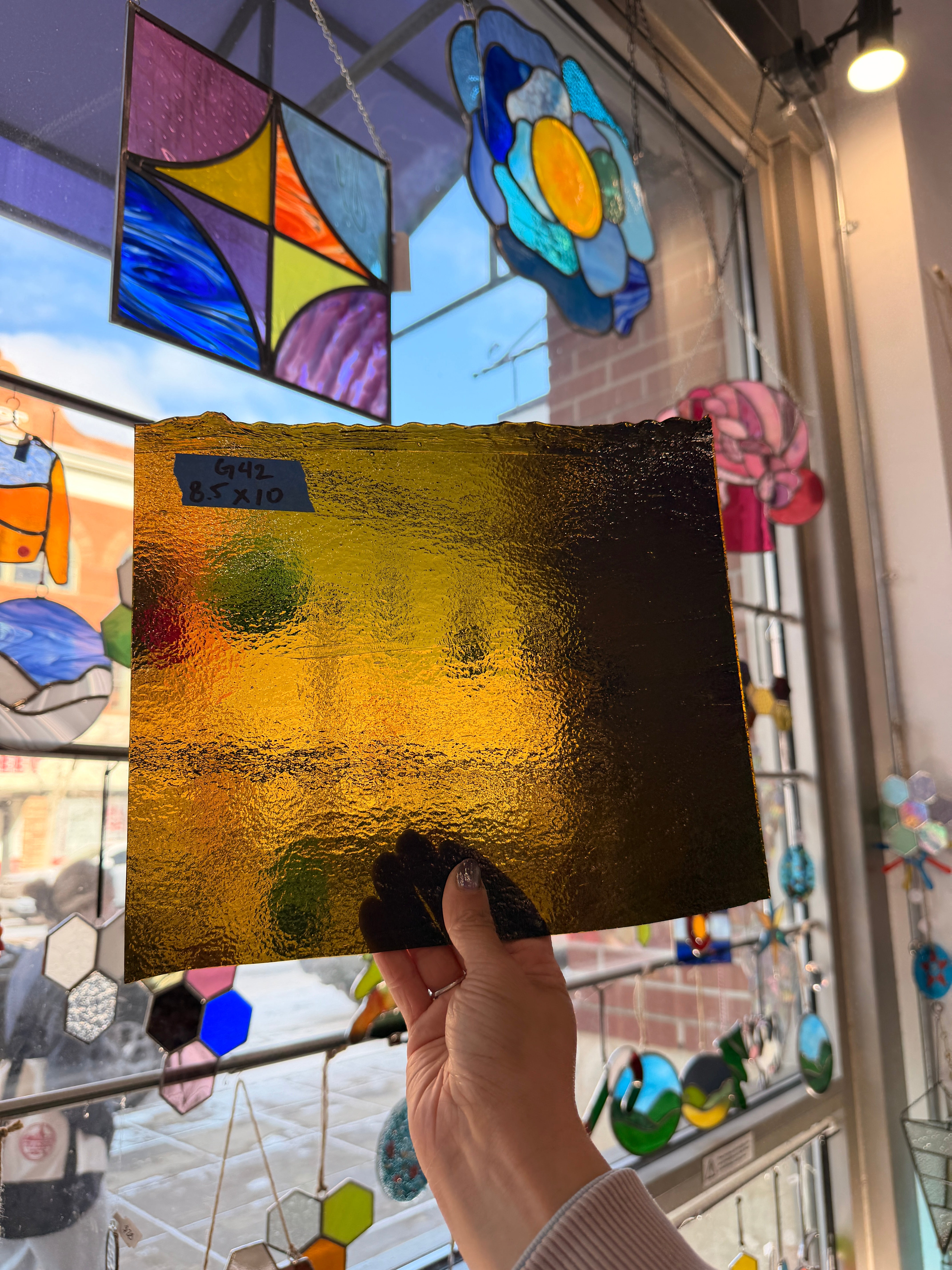 Brown Green Transparent Bullseye Fusible 90 COE Sheet Glass Colorado Glassworks