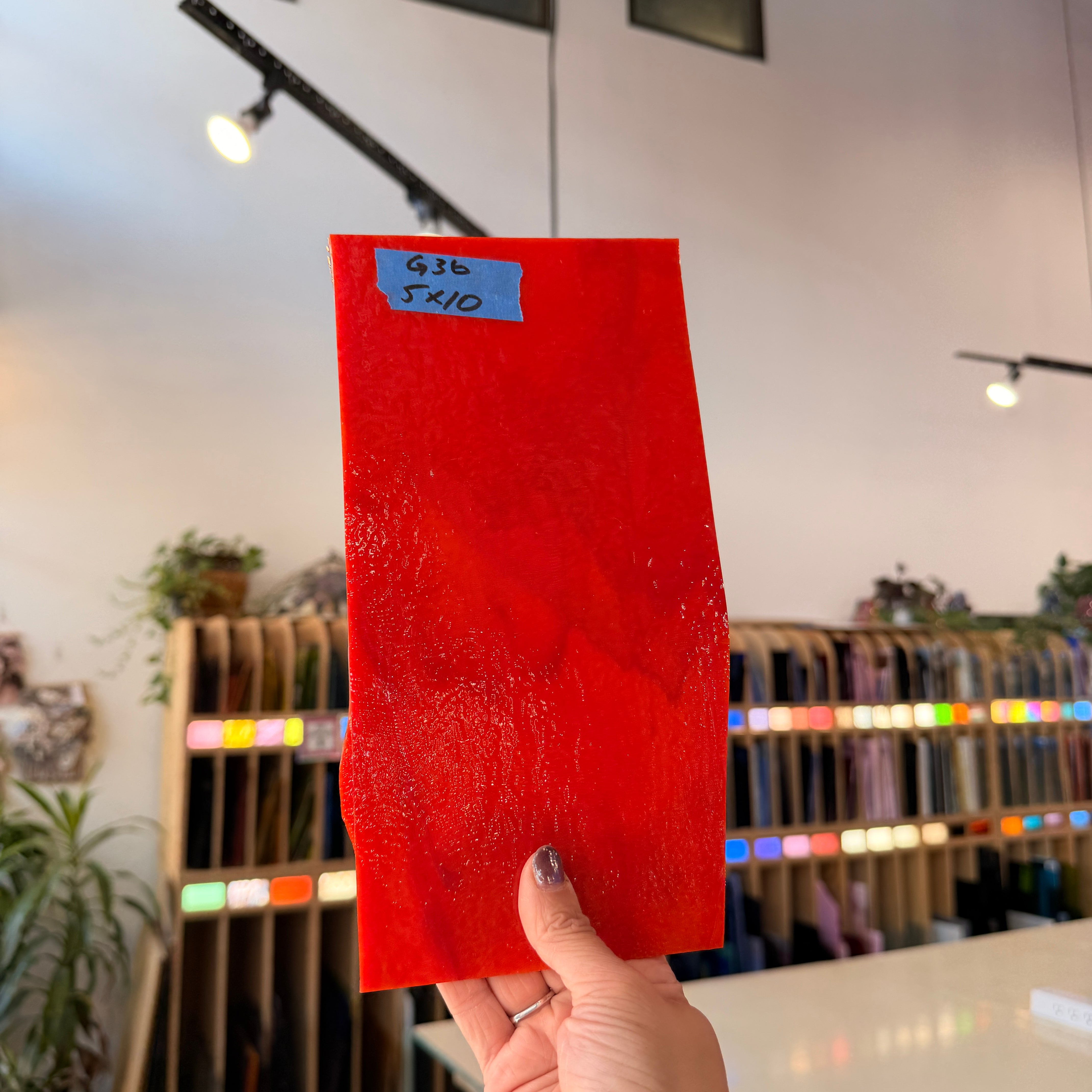 Red Opal Bullseye Fusible 90 COE Sheet Glass Colorado Glassworks 10x5in (BE-81299757)