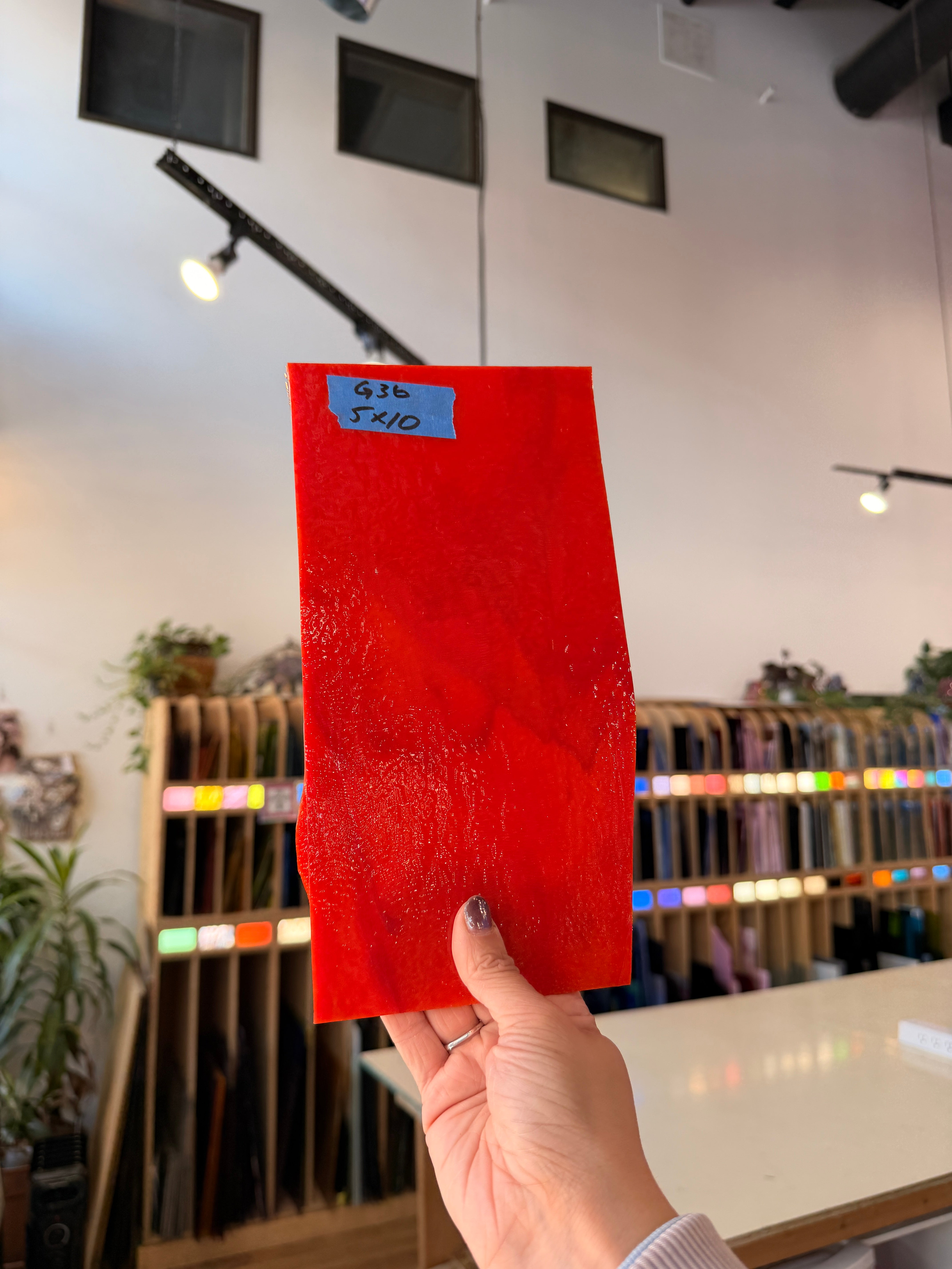 Red Opal Bullseye Fusible 90 COE Sheet Glass Colorado Glassworks 10x5in (BE-81299757)