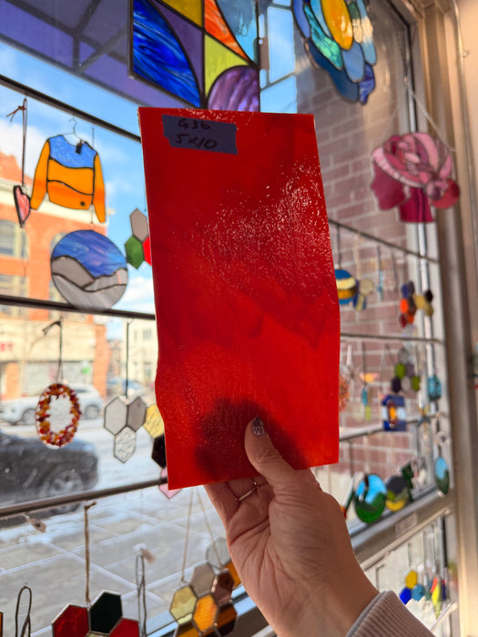 Red Opal Bullseye Fusible 90 COE Sheet Glass Colorado Glassworks