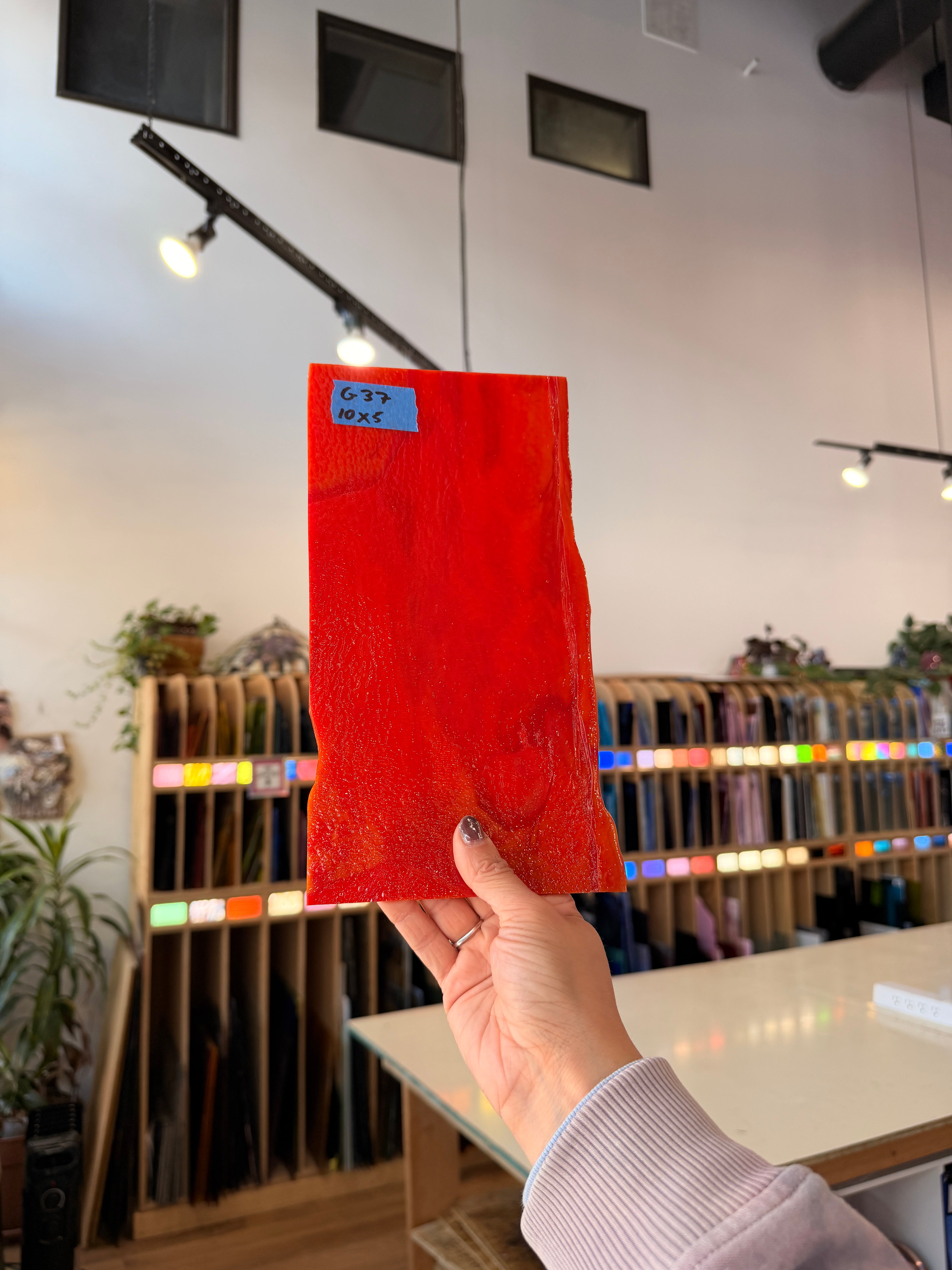 Red Opal Bullseye Fusible 90 COE Sheet Glass Colorado Glassworks 10x5in (BE-81332525)