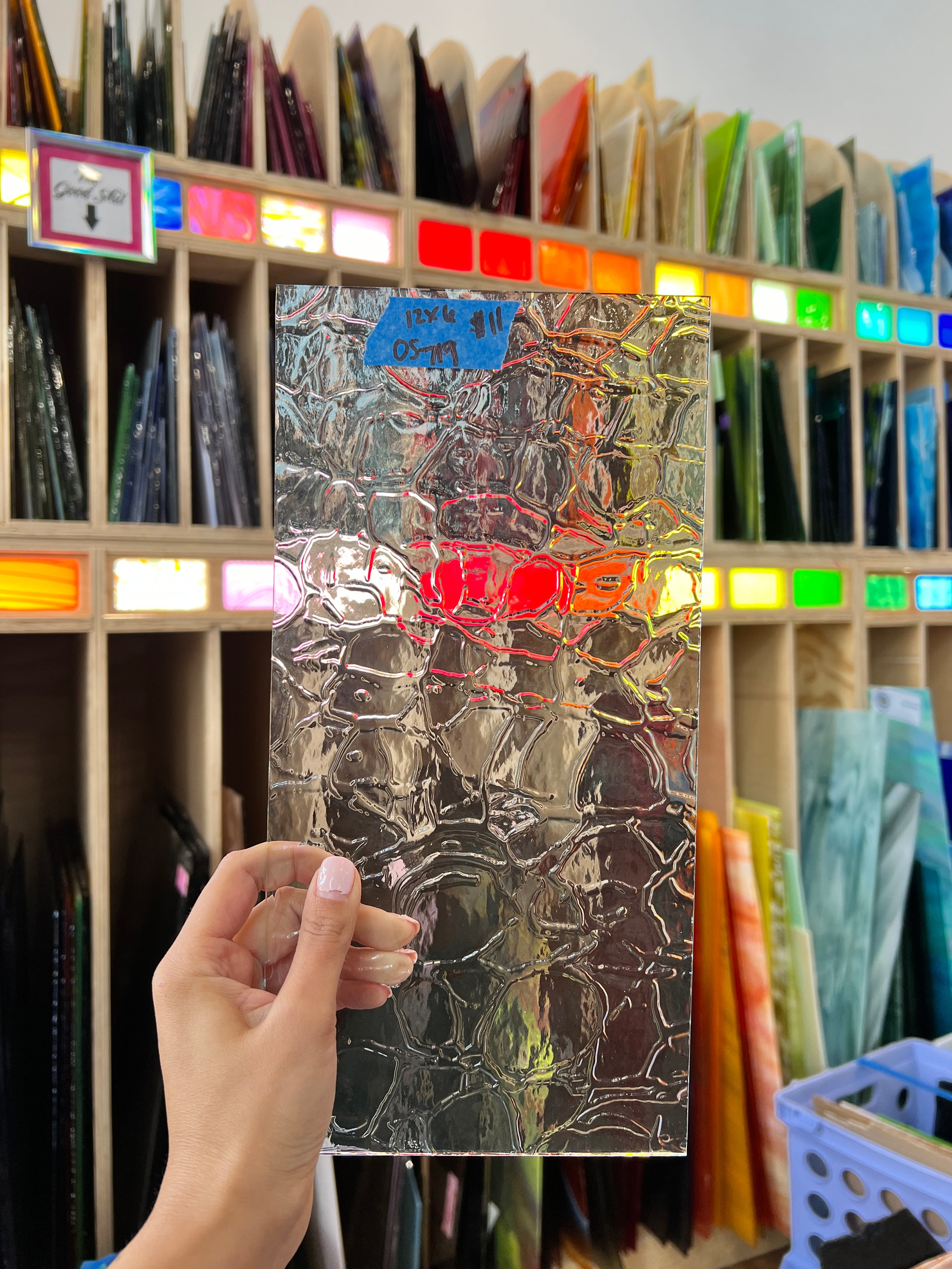 Soft Crackle Textured Clear Oceanside Fusible 96 COE (100CRACKLE-F) Sheet Glass Colorado Glassworks