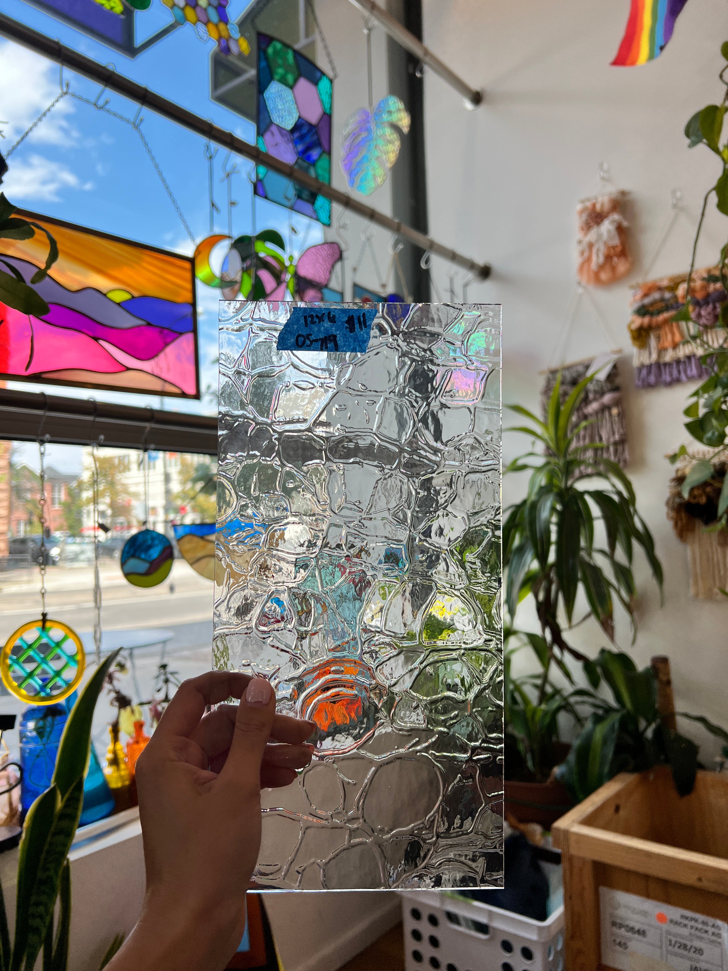 Soft Crackle Textured Clear Oceanside Fusible 96 COE (100CRACKLE-F) Sheet Glass Colorado Glassworks