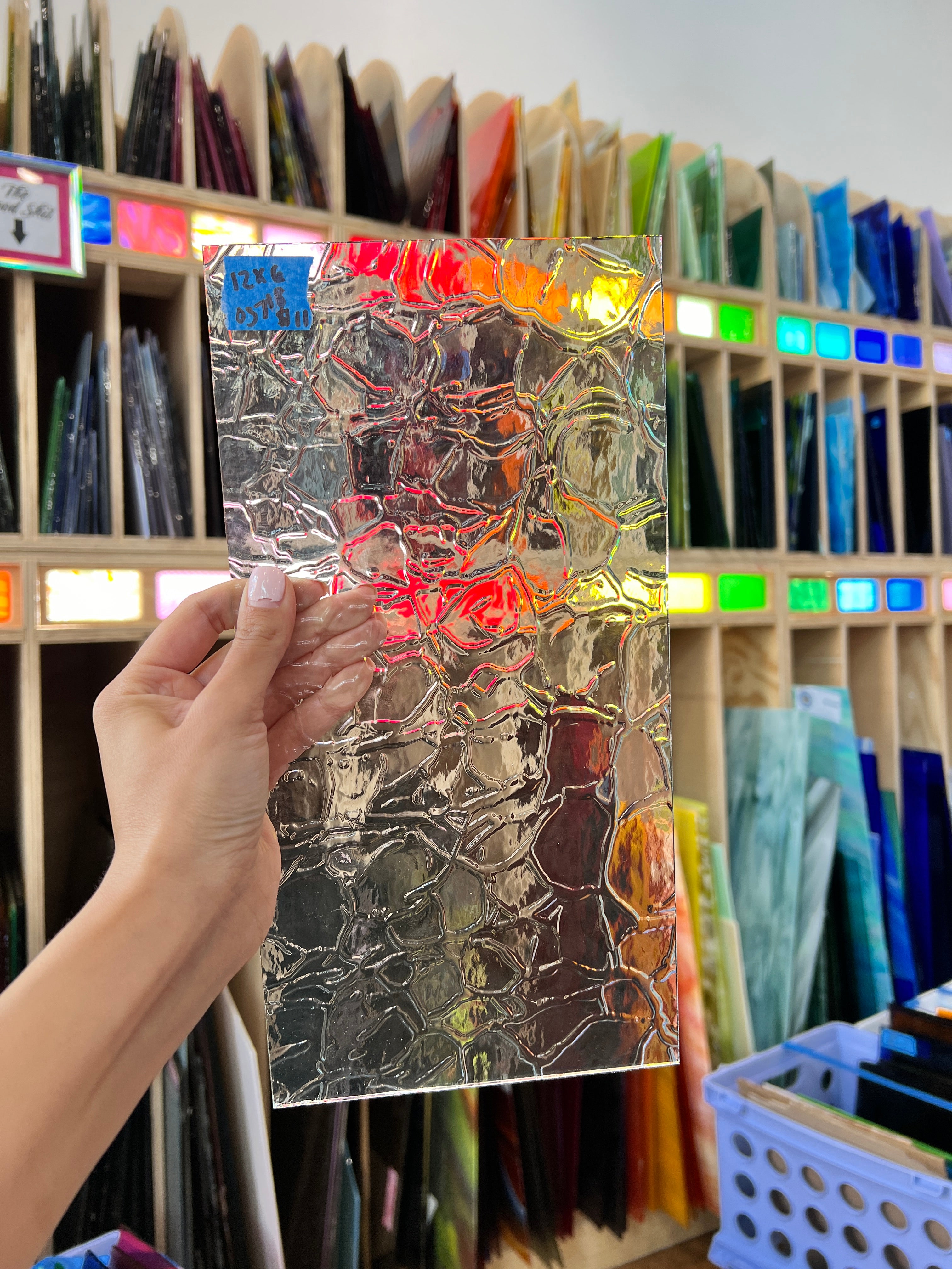Soft Crackle Textured Clear Oceanside Fusible 96 COE (100CRACKLE-F) Sheet Glass Colorado Glassworks