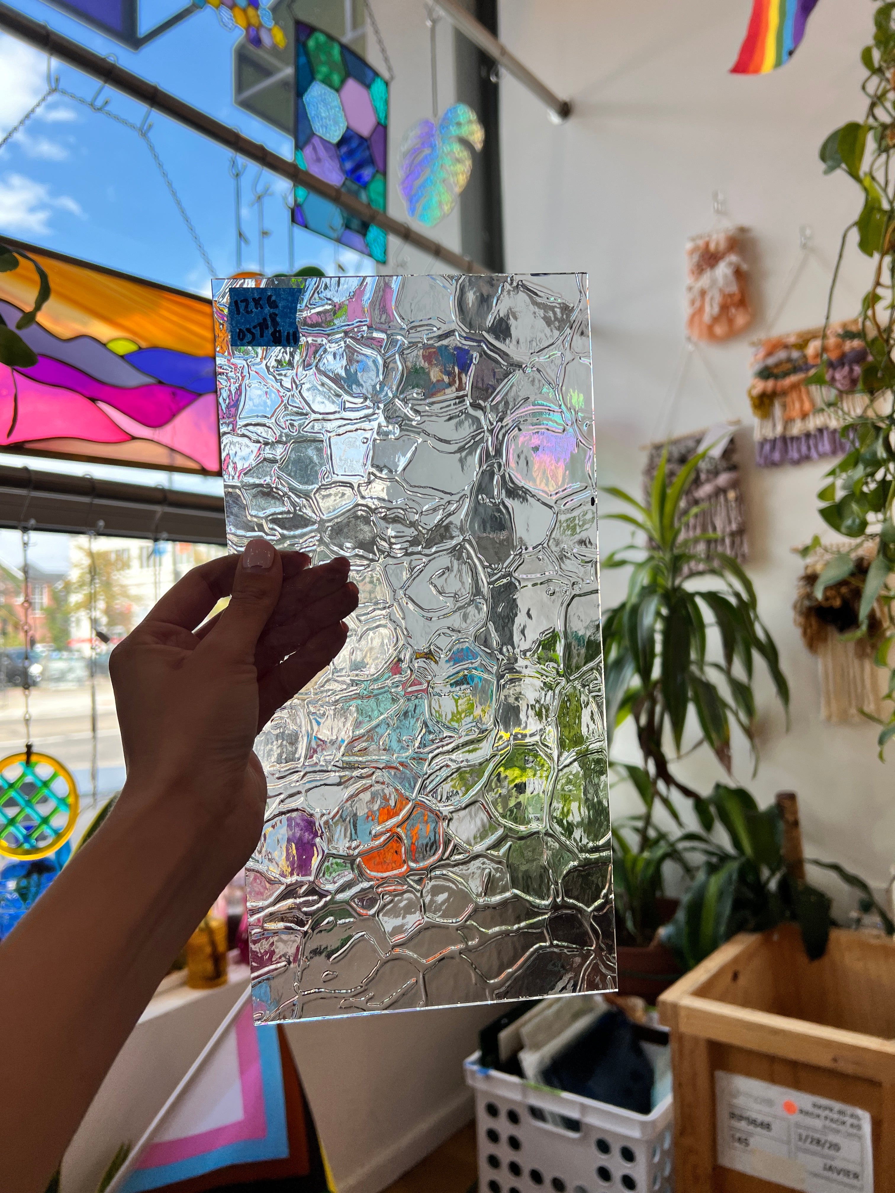 Soft Crackle Textured Clear Oceanside Fusible 96 COE (100CRACKLE-F) Sheet Glass Colorado Glassworks OS-CRACKLE (12x6in)