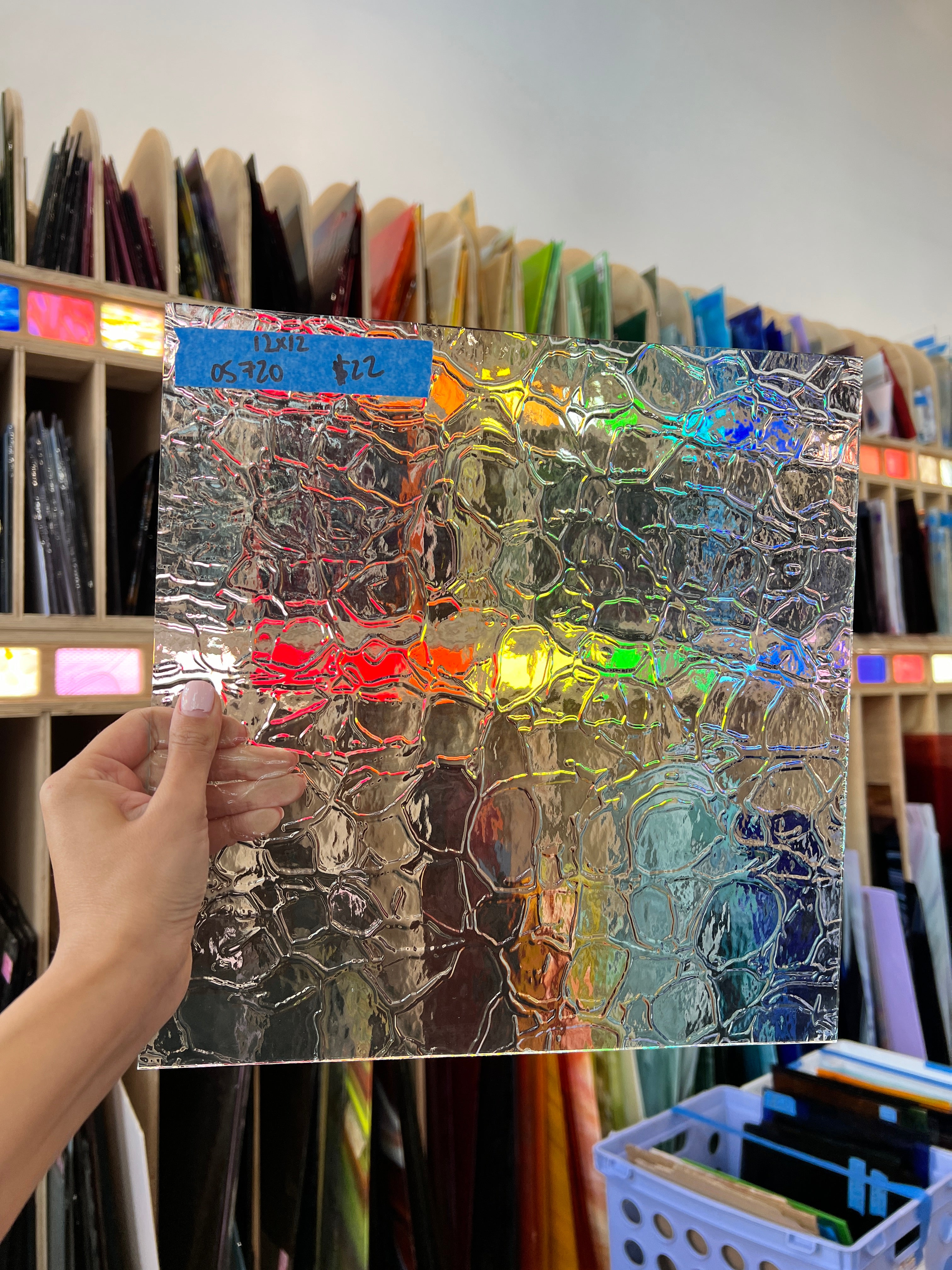 Soft Crackle Textured Clear Oceanside Fusible 96 COE (100CRACKLE-F) Sheet Glass Colorado Glassworks