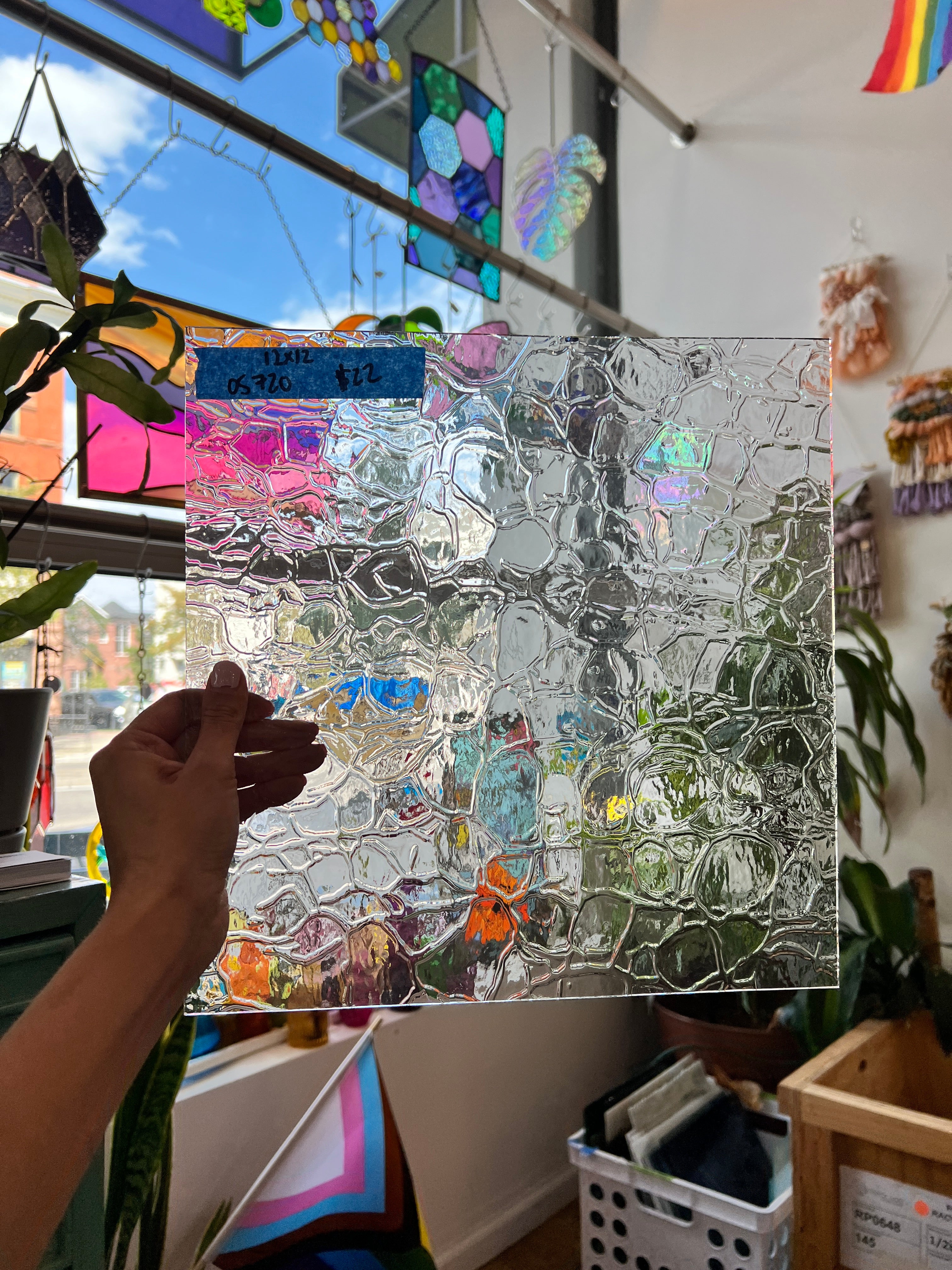 Soft Crackle Textured Clear Oceanside Fusible 96 COE (100CRACKLE-F) Sheet Glass Colorado Glassworks