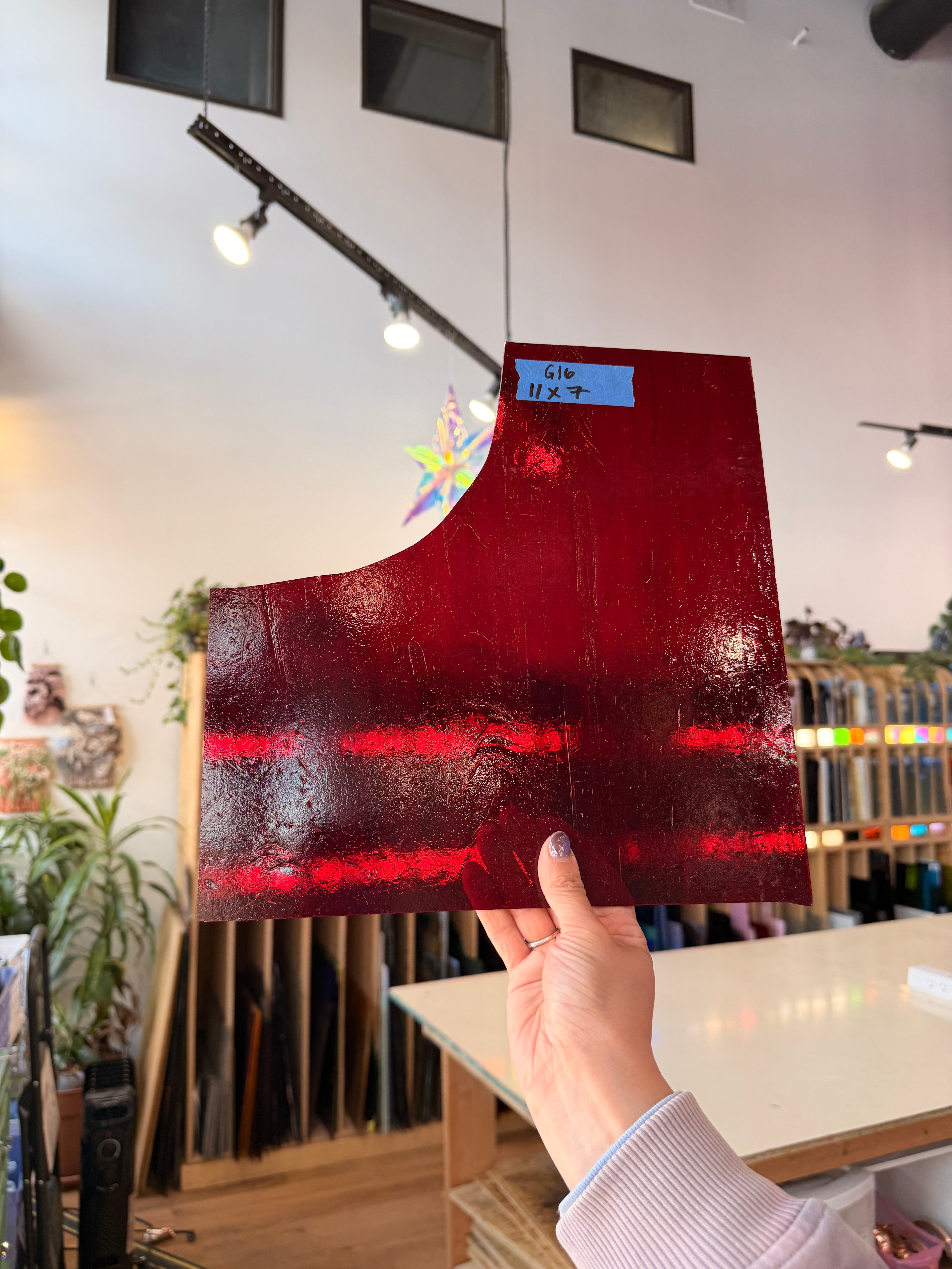 Red Vintage Transparent Sheet Glass Colorado Glassworks