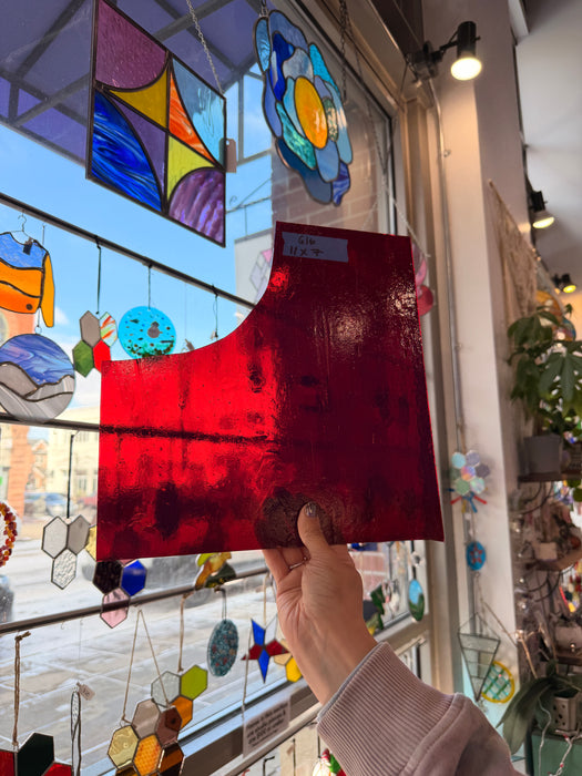 Red Vintage Transparent Sheet Glass Colorado Glassworks