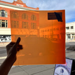 Lamberts 4320O/CL Tomato Red Orange on Clear Flash Glass Sheet Glass Colorado Glassworks LA504 (11.5x11.5in)