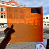 Lamberts 4320O/CL Tomato Red Orange on Clear Flash Glass Sheet Glass Colorado Glassworks LA504 (11.5x11.5in)