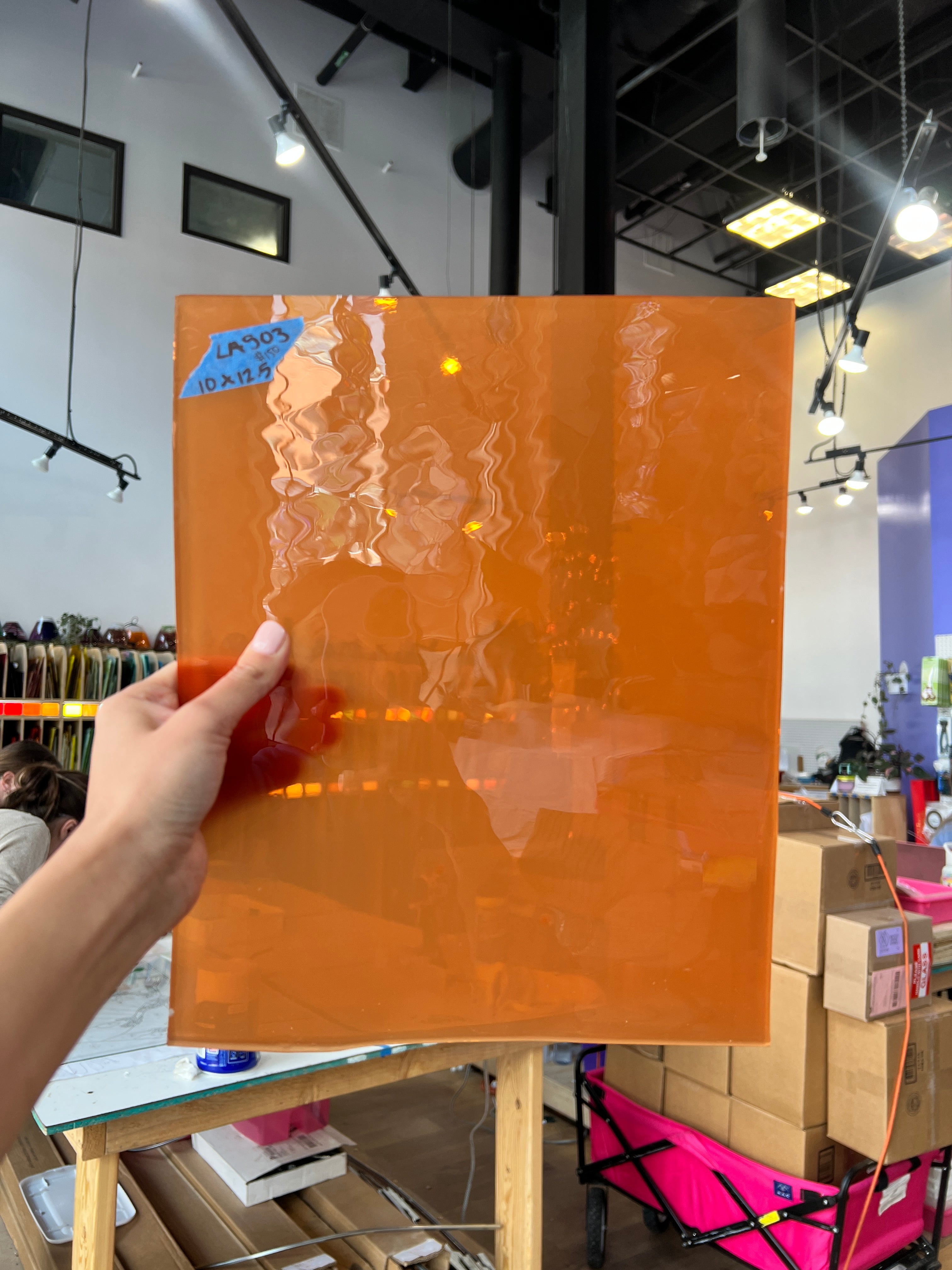Lamberts 4320O/CL Tomato Red Orange on Clear Flash Glass