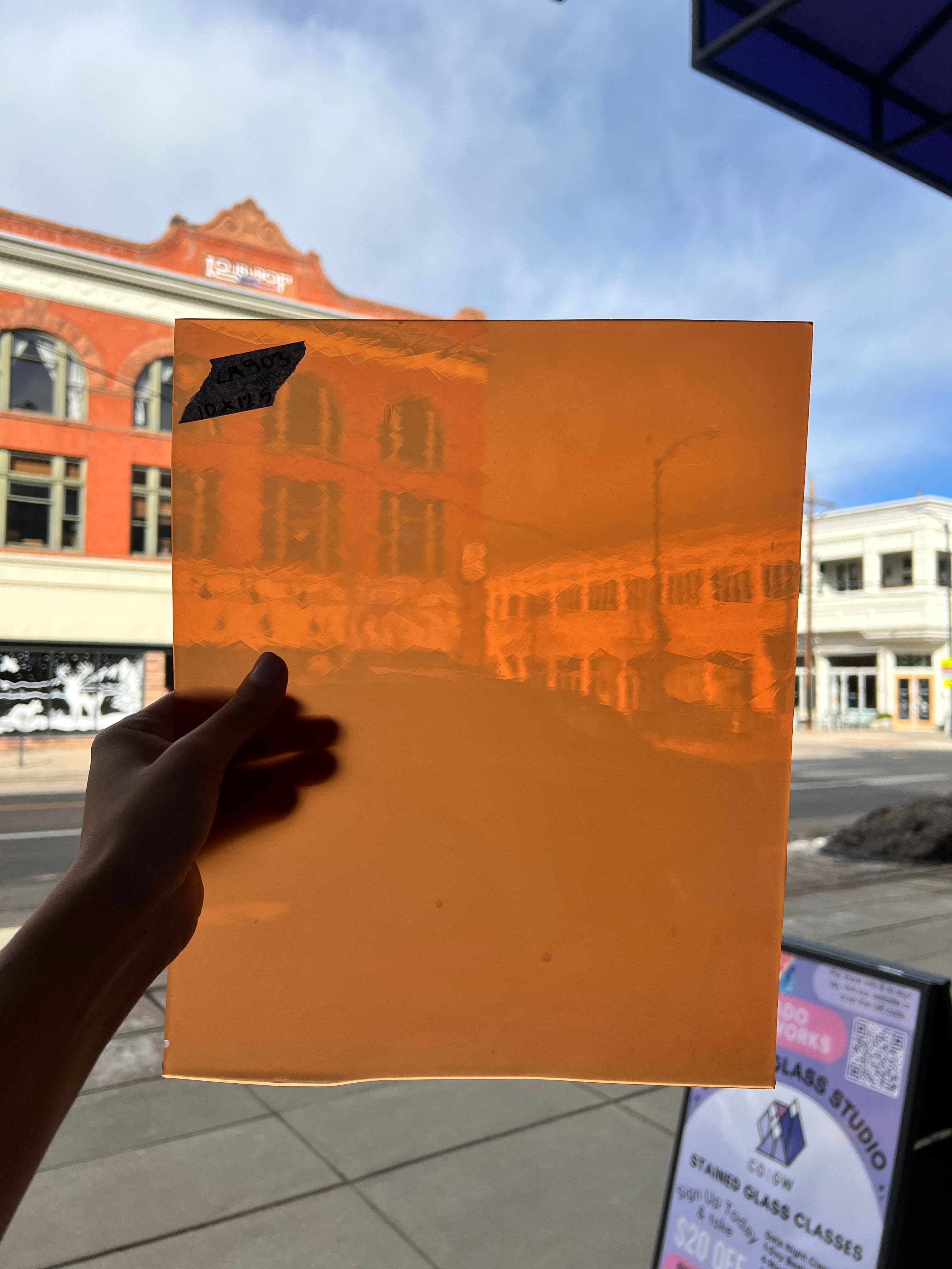 Lamberts 4320O/CL Tomato Red Orange on Clear Flash Glass Sheet Glass Colorado Glassworks