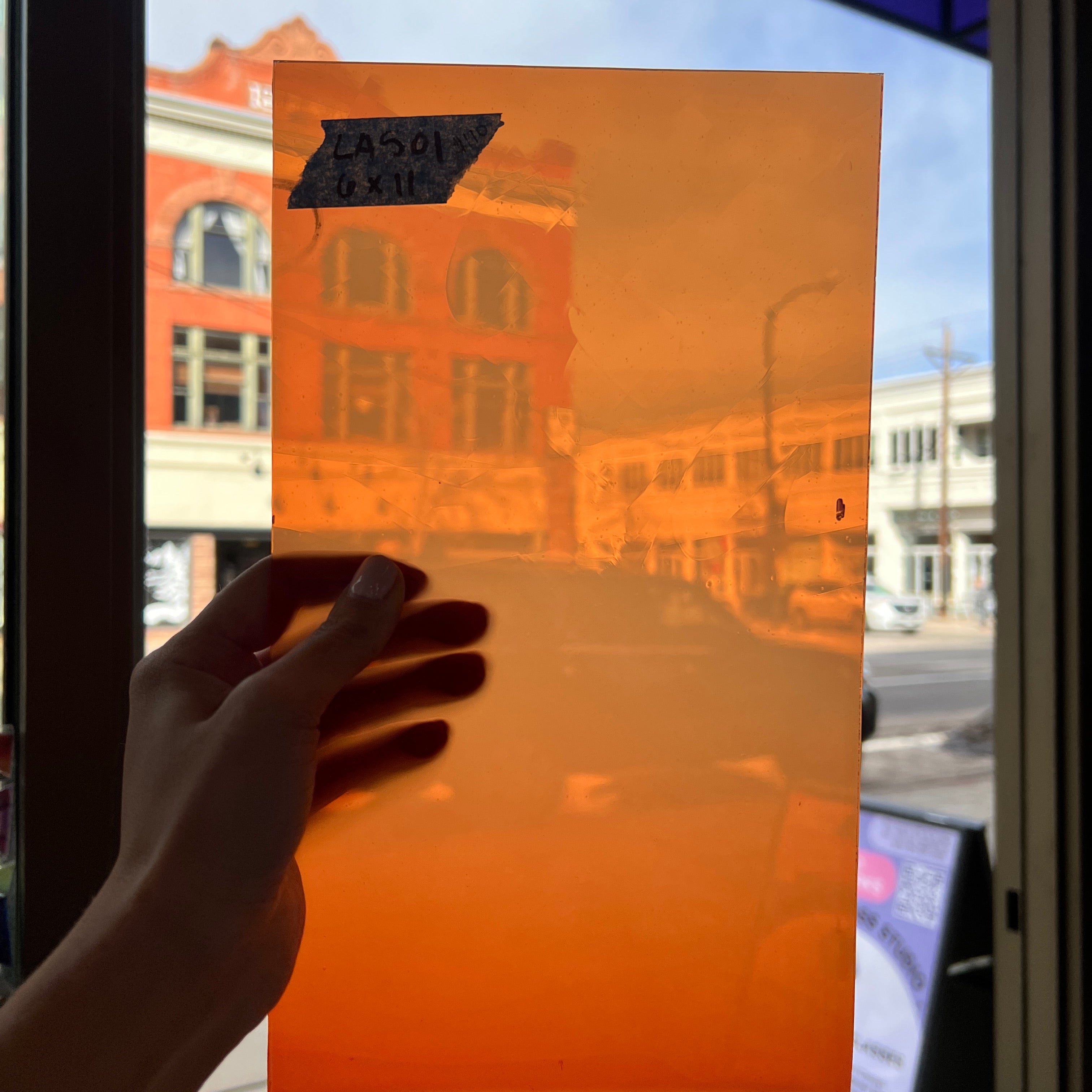 Lamberts 4320O/CL Tomato Red Orange on Clear Flash Glass Sheet Glass Colorado Glassworks