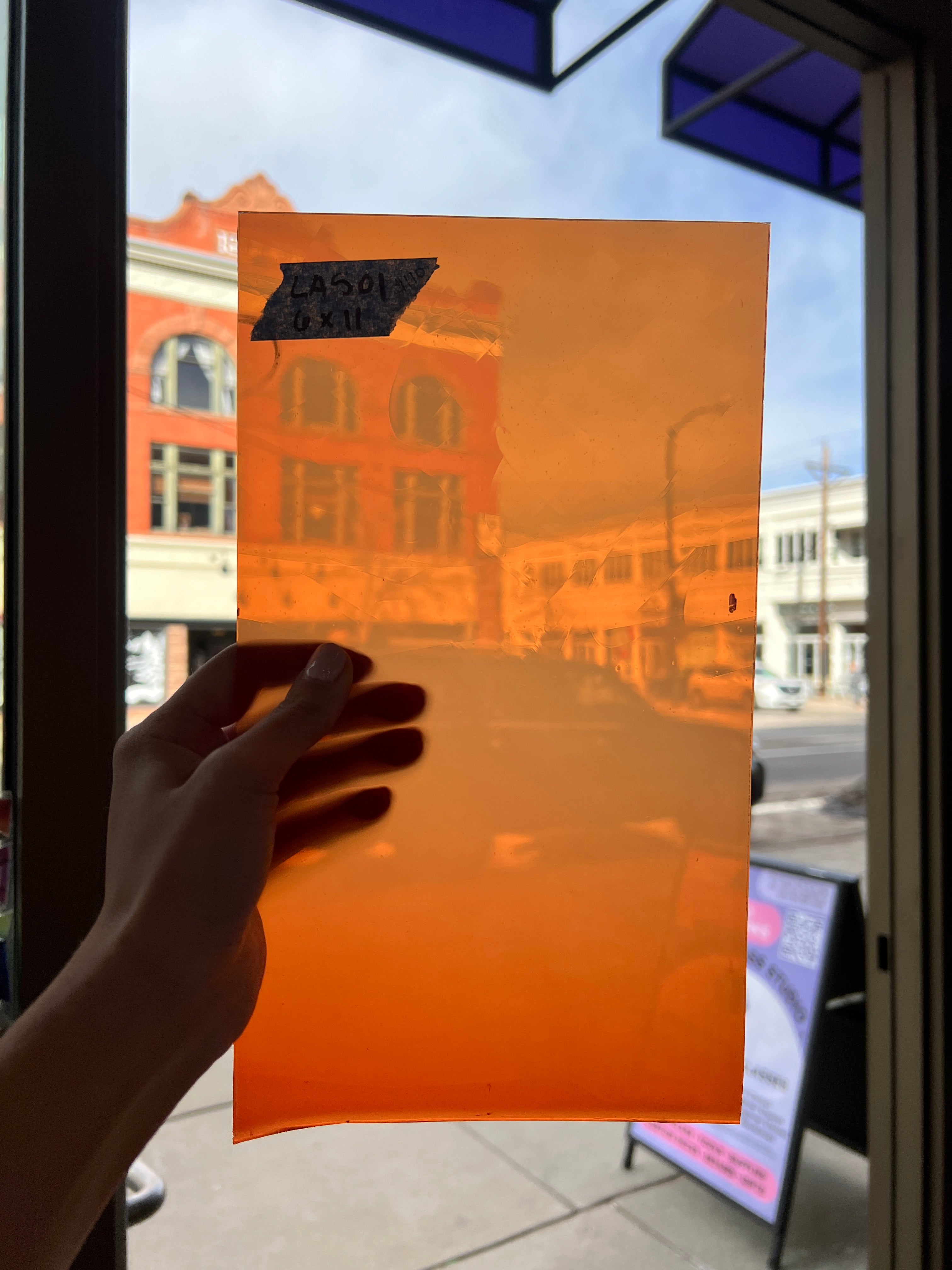 Lamberts 4320O/CL Tomato Red Orange on Clear Flash Glass Sheet Glass Colorado Glassworks