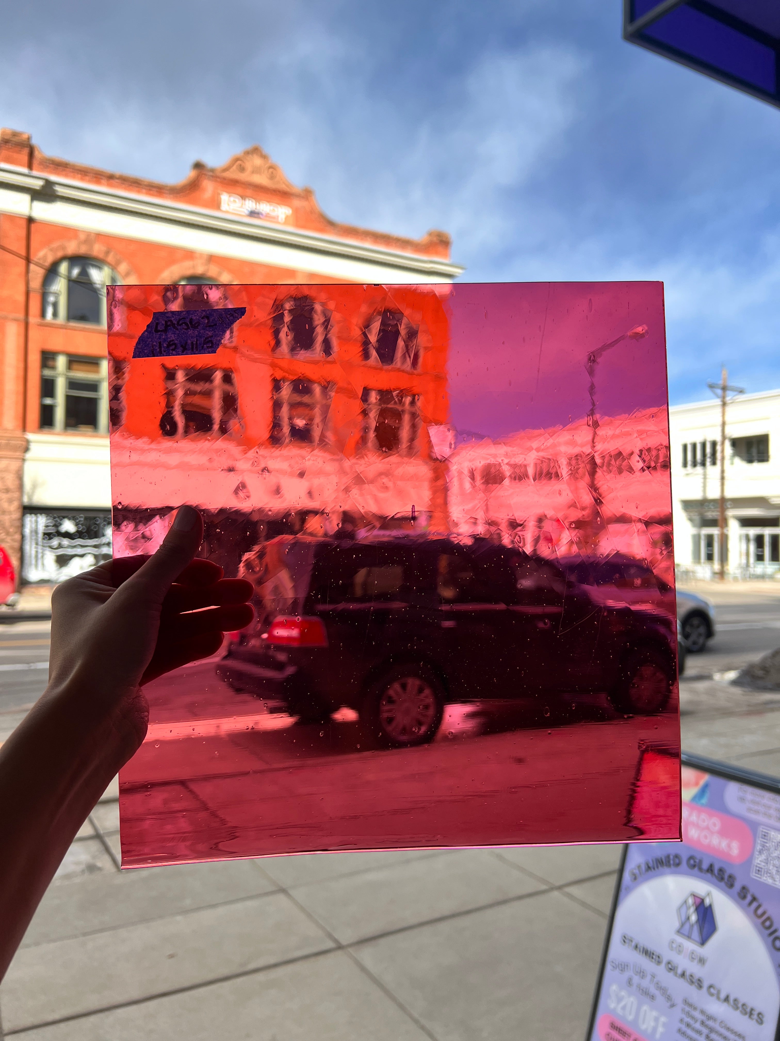 Lamberts 1042GP/CLN Gold Pink on Clear Flash Glass Sheet Glass Colorado Glass Works