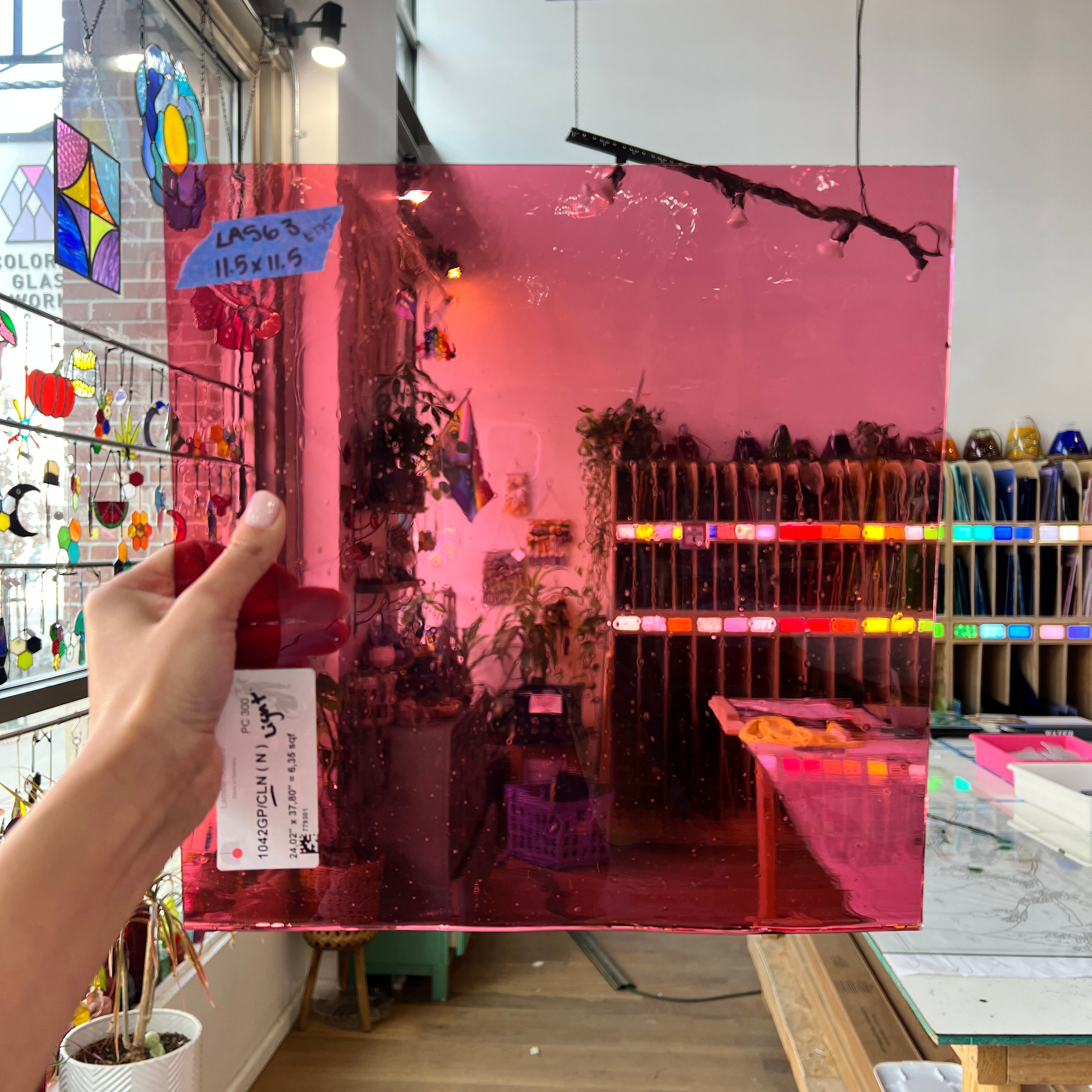 Lamberts 1042GP/CLN Gold Pink on Clear Flash Glass Sheet Glass Colorado Glass Works LA-GOLDPINK-FLASH (11.5x11.5in)