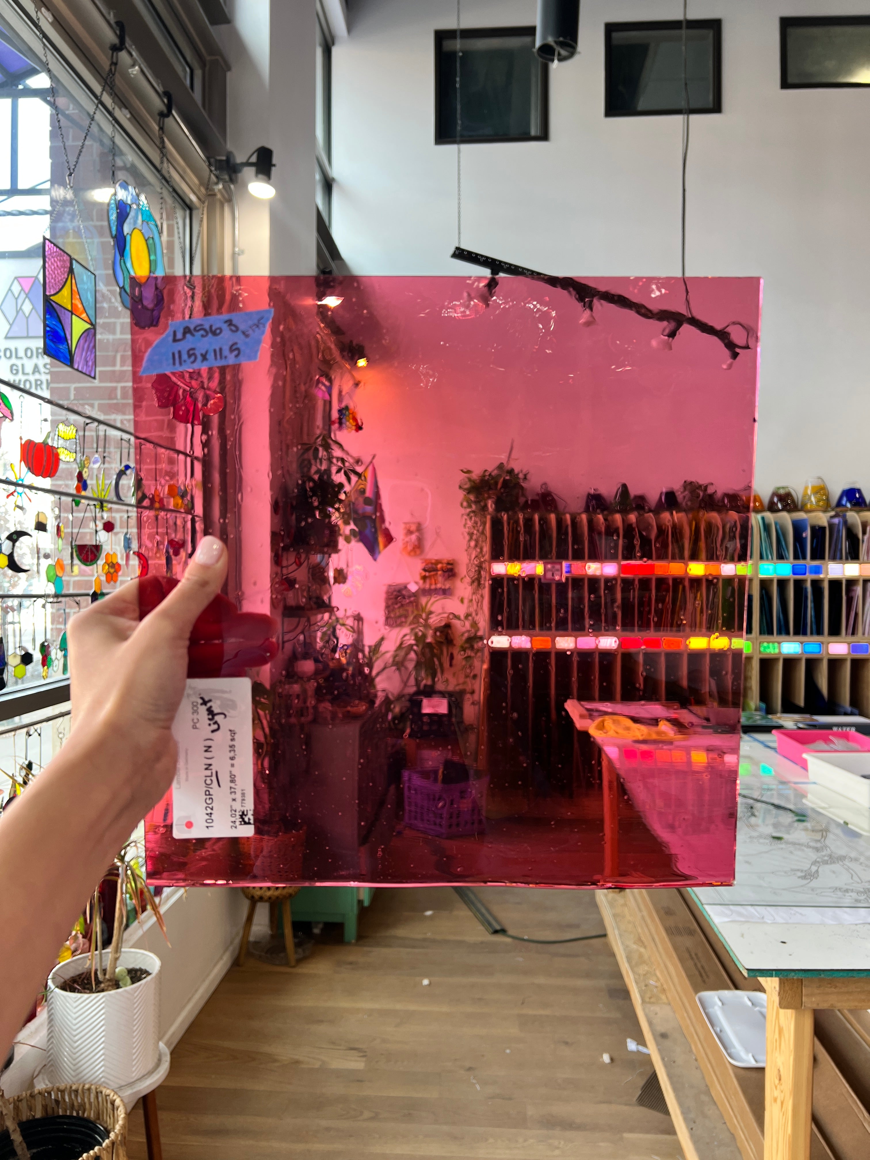 Lamberts 1042GP/CLN Gold Pink on Clear Flash Glass Sheet Glass Colorado Glass Works LA-GOLDPINK-FLASH (11.5x11.5in)