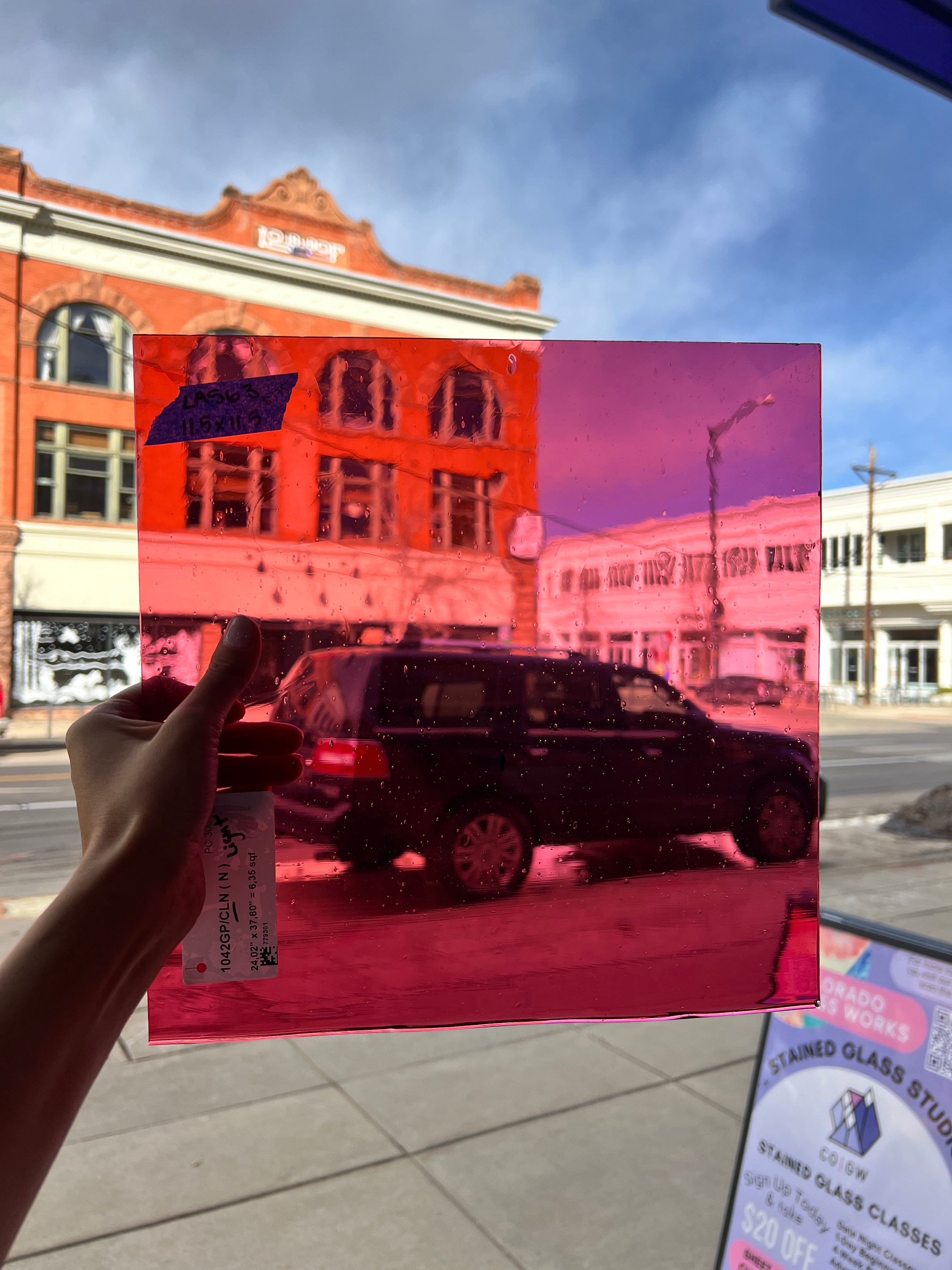 Lamberts 1042GP/CLN Gold Pink on Clear Flash Glass Sheet Glass Colorado Glass Works