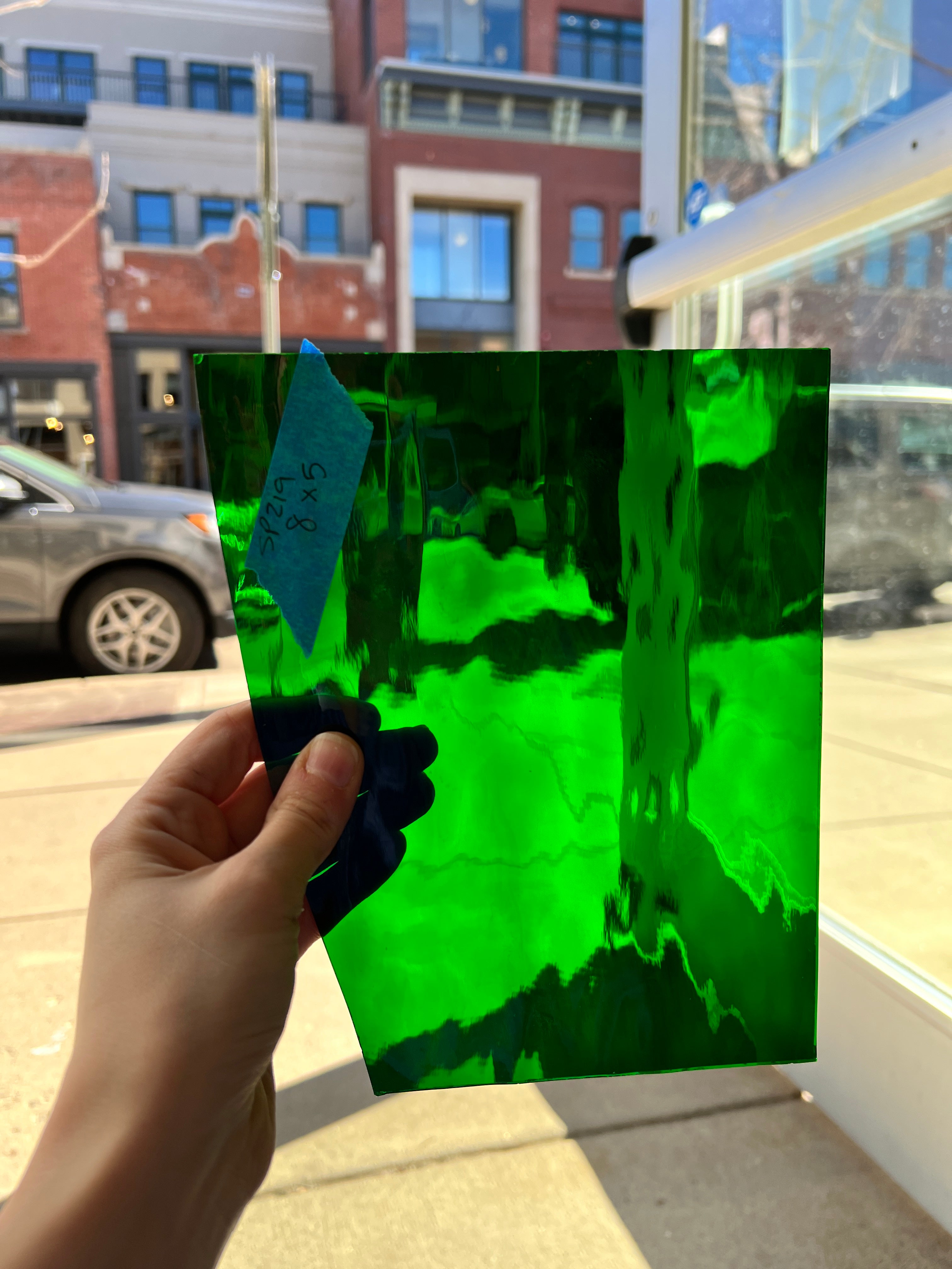 Spectrum Green Waterglass Sheet Glass Colorado Glassworks SP219 (8X5in)  