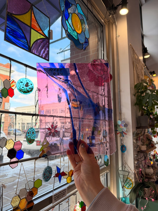 Vintage Pink Blue Mouth Blown Lamberts Sheet Glass Colorado Glassworks