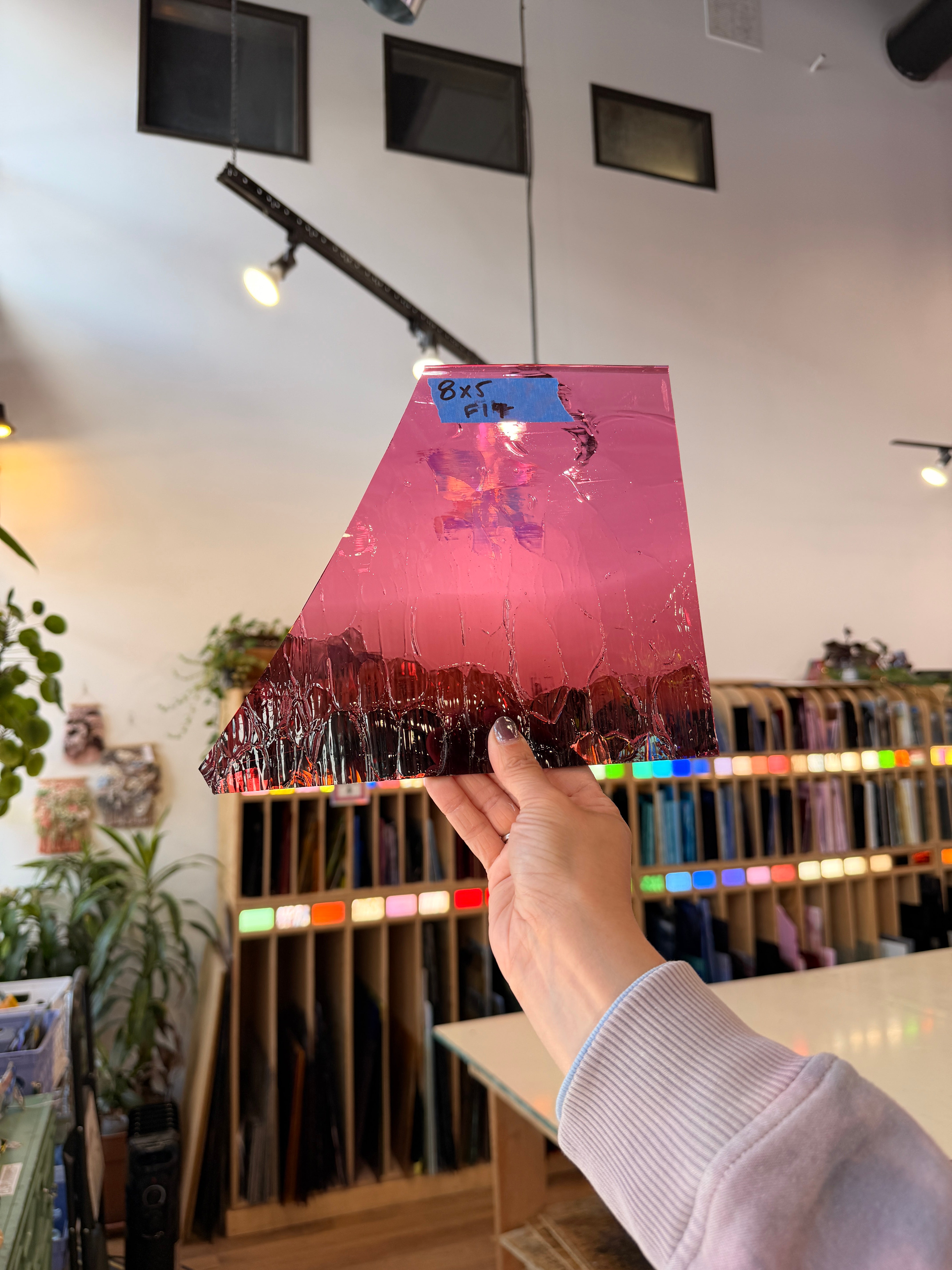 Mouth Blown Faded Crackle Sheet Glass Colorado Glass Works 8x5in (MA-19428653)