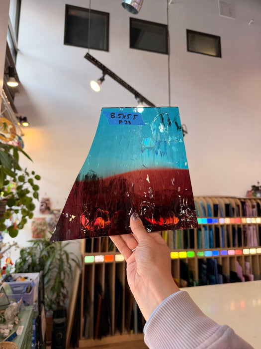 Mouth Blown Faded Crackle Sheet Glass Colorado Glass Works 8.5x5.5in (MA-19461421)