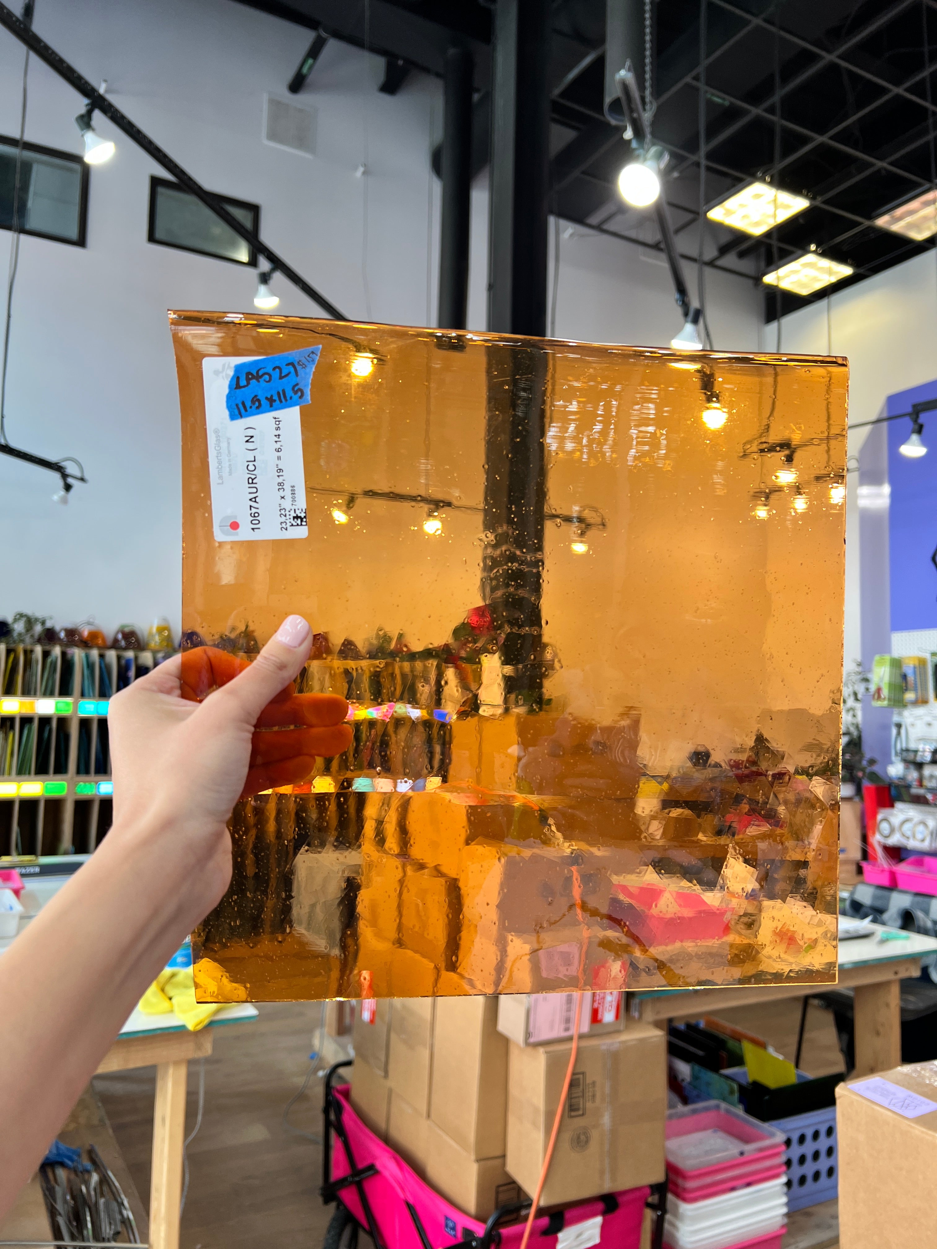 Lamberts 1065AUR/CL Flash Glass Sheet Glass Colorado Glassworks LA527 (11.5x11.5in)