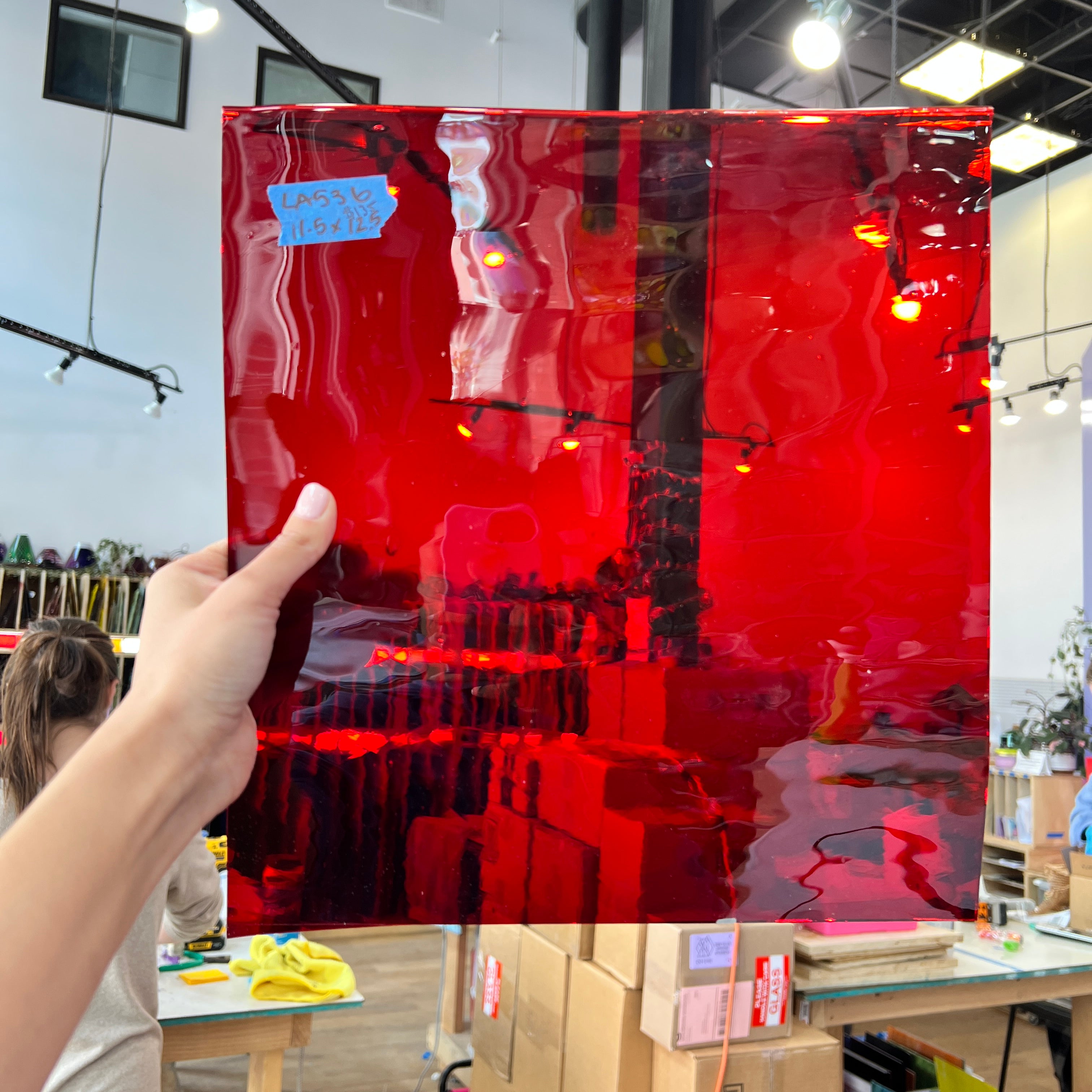 Lamberts 1001R/CLC Red on Clear Flash Glass Sheet Glass Colorado Glassworks