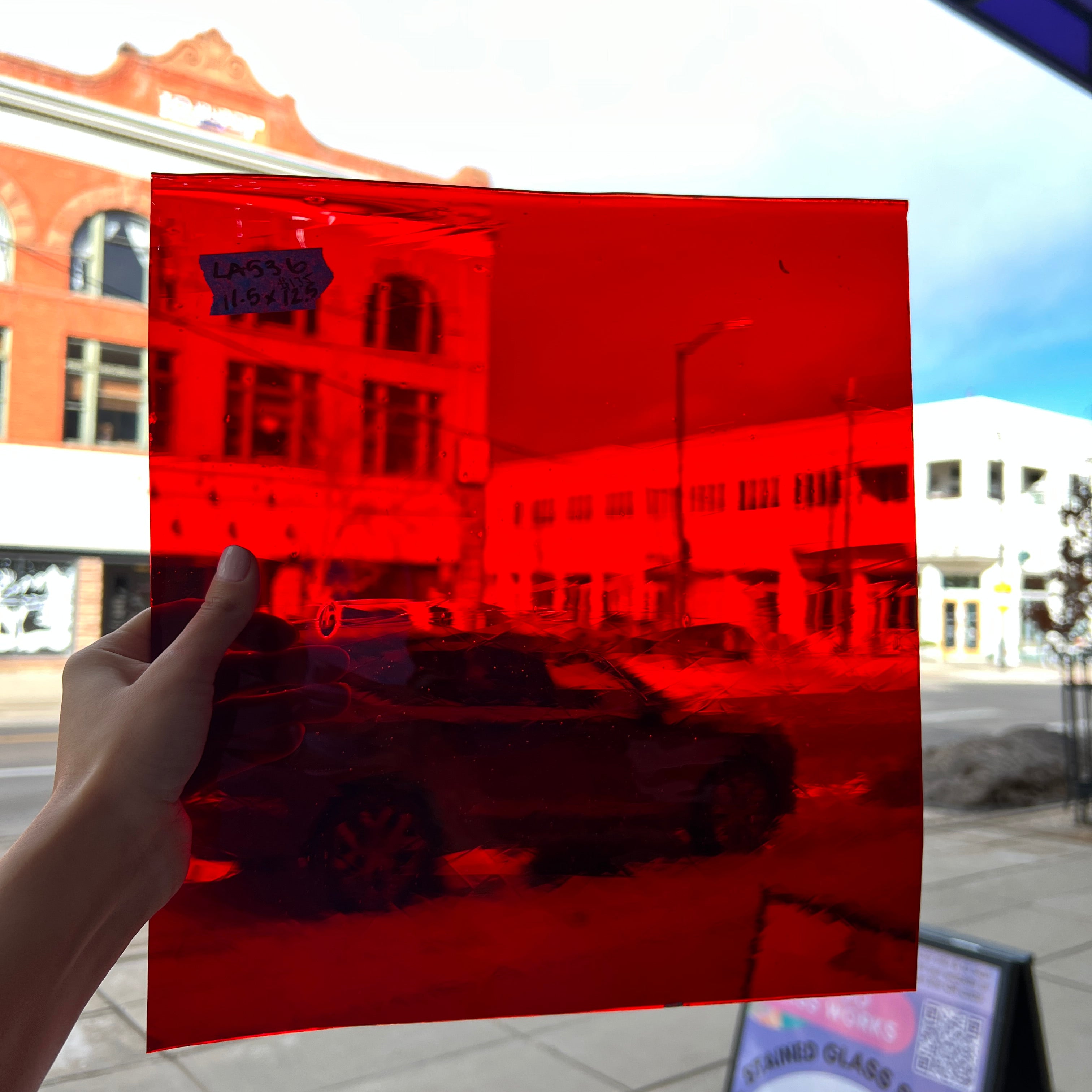Lamberts 1001R/CLC Red on Clear Flash Glass Sheet Glass Colorado Glassworks
